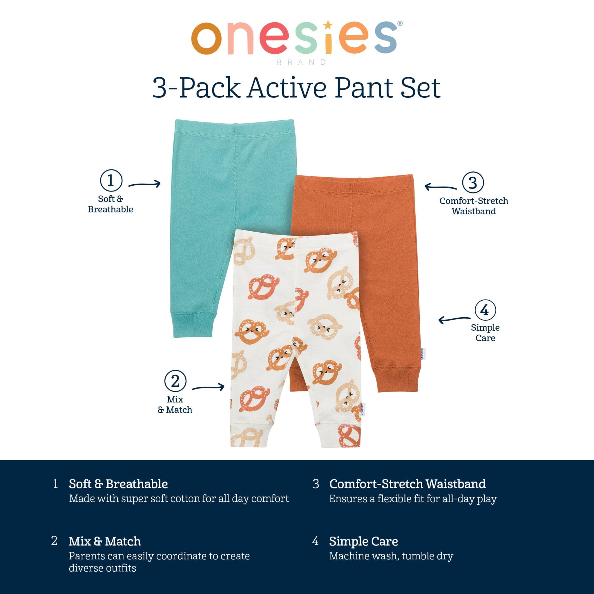 3-Pack Baby Boys Pretzels Active Pants - Image 6
