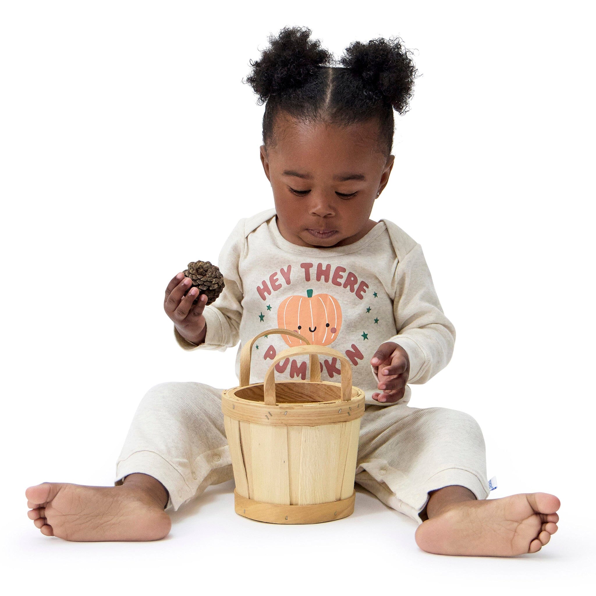 3-Pack Baby Neutral What Fun Pumpkin Lap Shoulder Rompers - Image 2