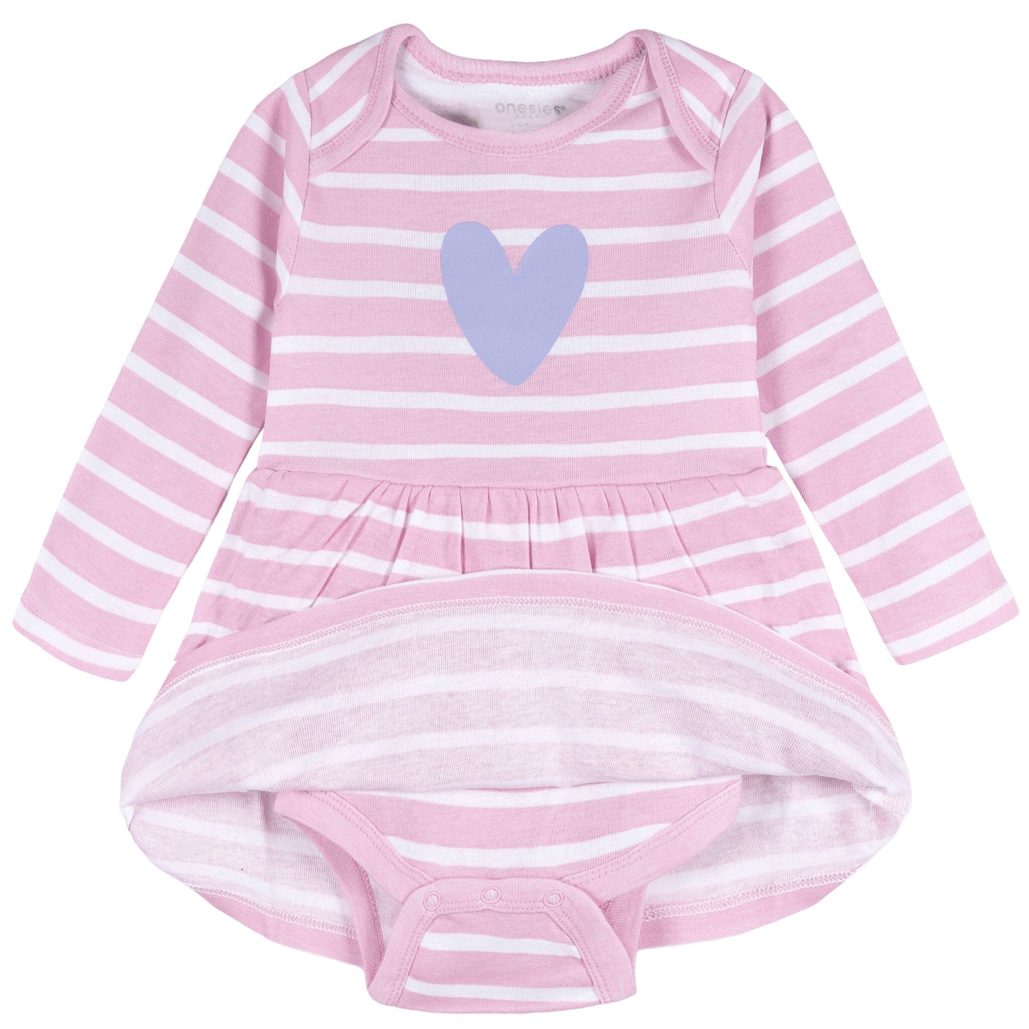 Baby Girls Purple Heart Bodysuit Dress