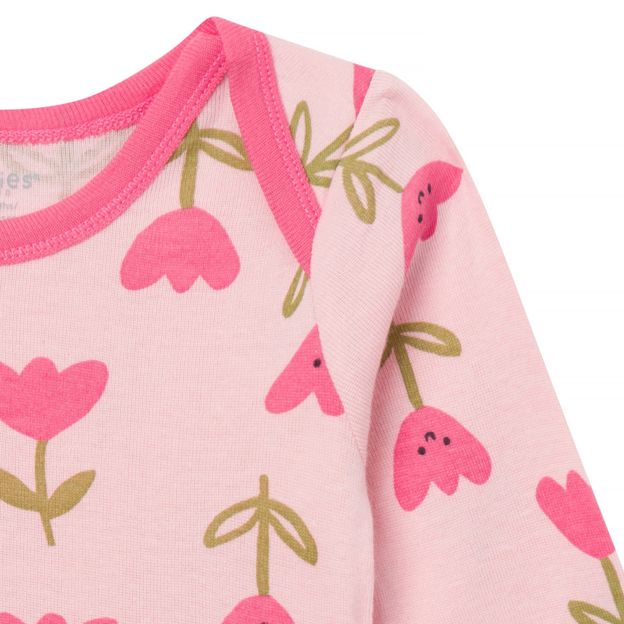 Baby Girls Pink Tulips Bodysuit Dress - Image 3