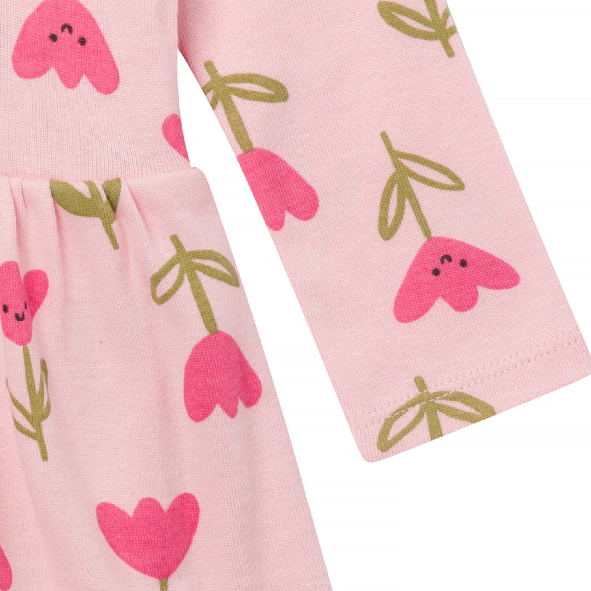 Baby Girls Pink Tulips Bodysuit Dress - Image 4