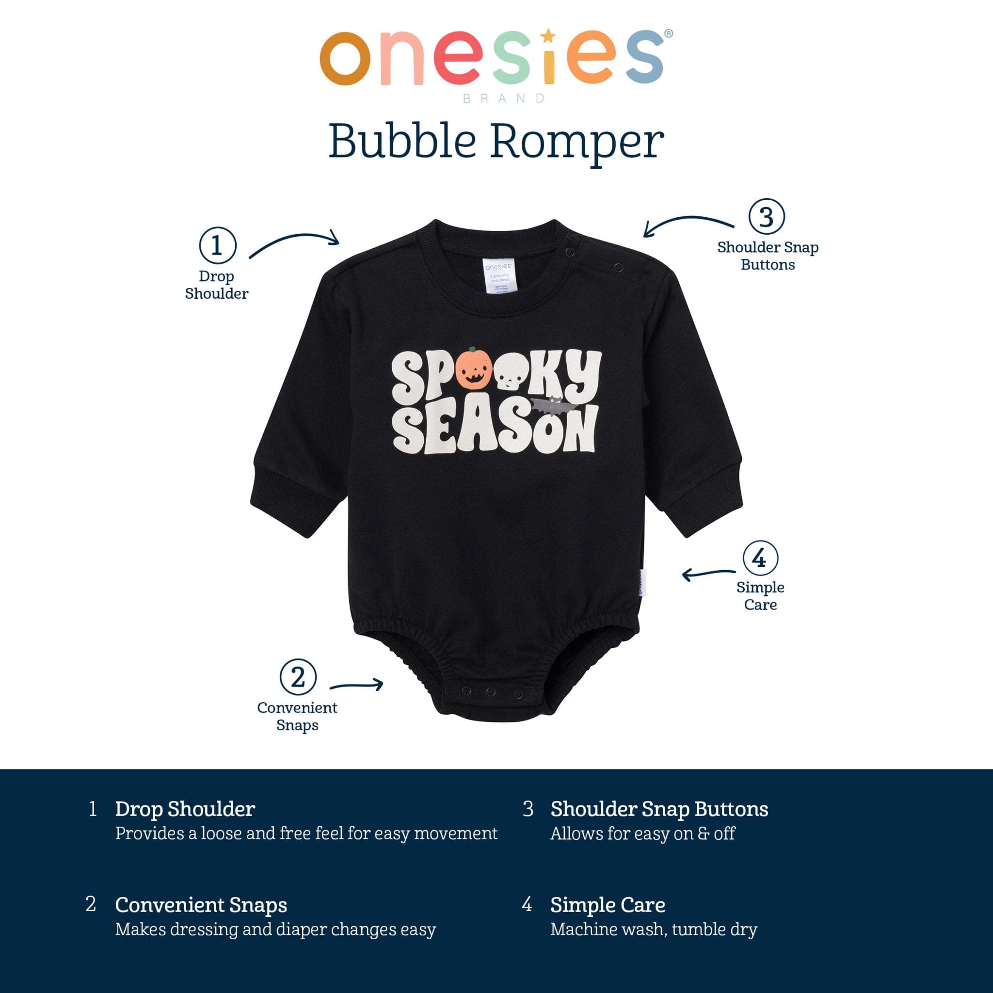 Baby Neutral Spooky Season Sweatshirt Bubble Romper - Image 8