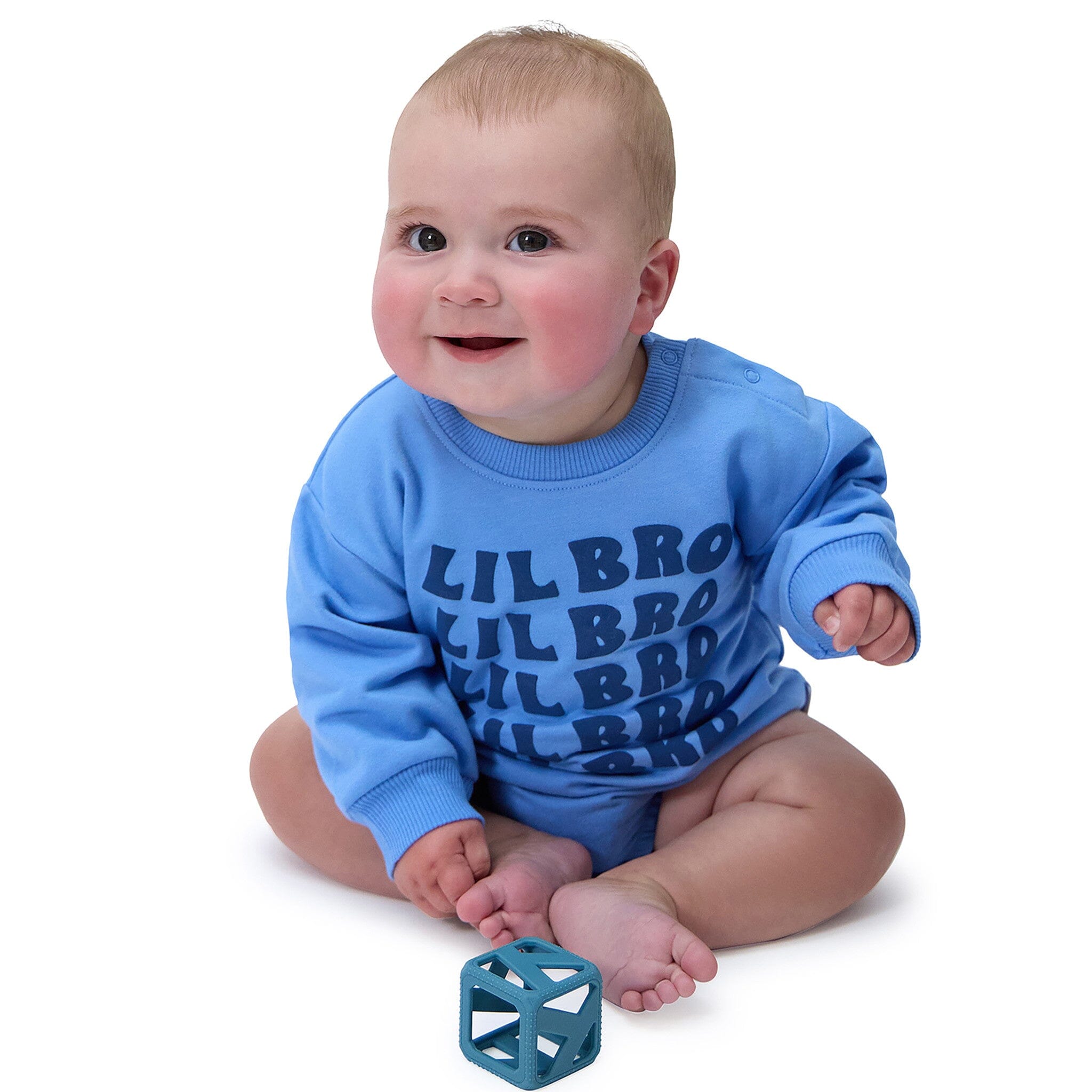 Baby Boys Lil' Bro Sweatshirt Bubble Romper - Image 2