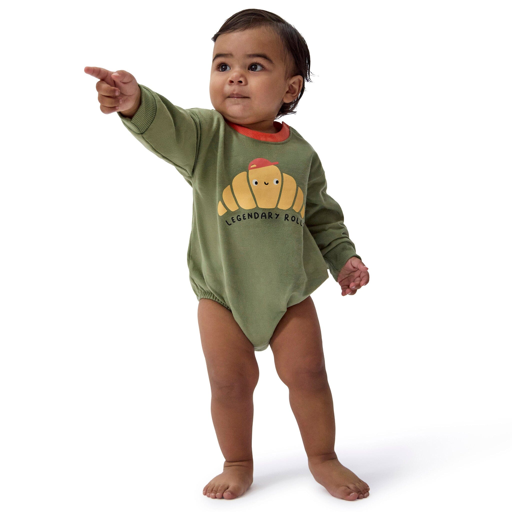 Baby Boys Legendary Rolls Sweatshirt Bubble Romper - Image 2