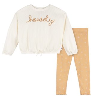 2-Piece Toddler Girls Horseshoes Top and Legging Set