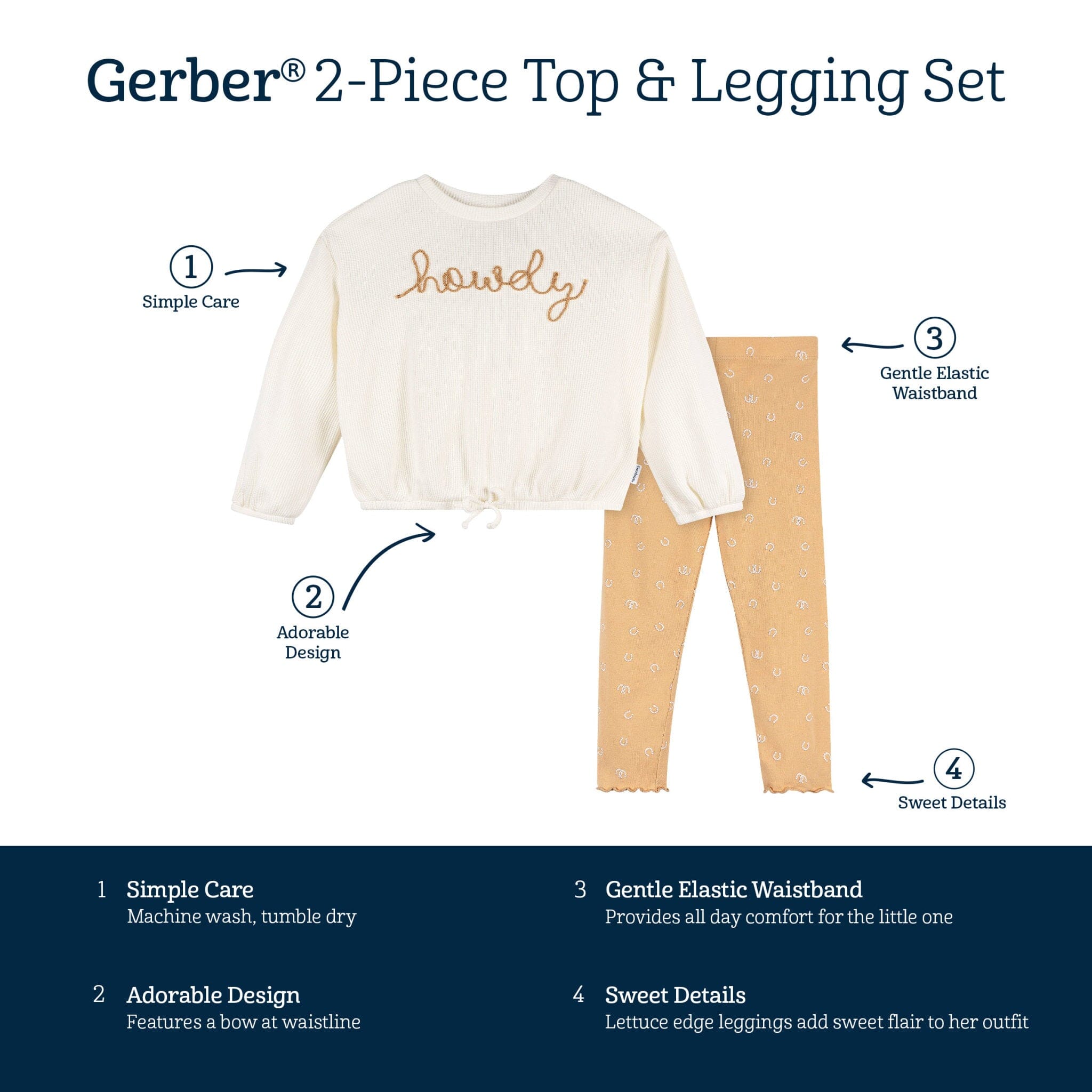 2-Piece Toddler Girls Horseshoes Top and Legging Set - Image 6