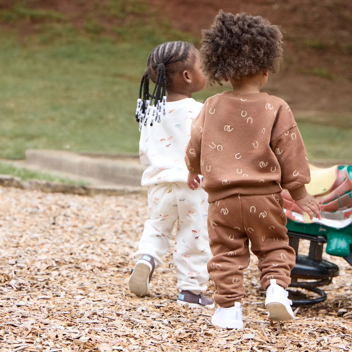 2-Piece Baby & Toddler Boys Brown Horseshoe Sweatshirt & Pant Set - Image 3