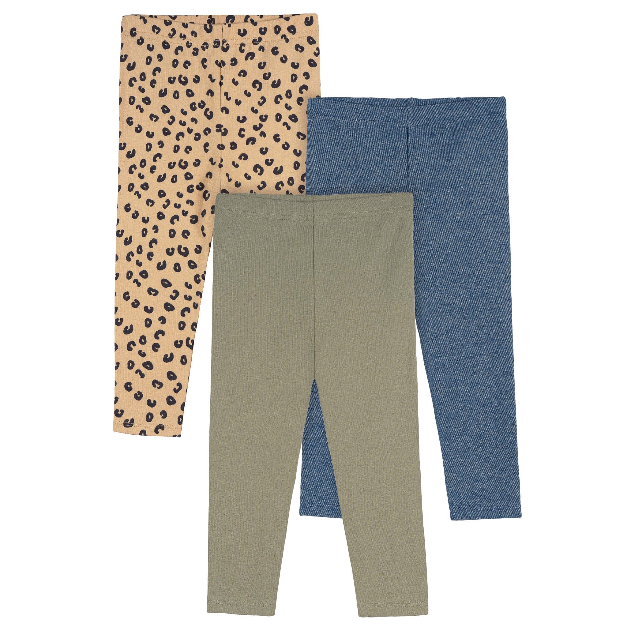 3-Pack Baby & Toddler Girls Green, Leopard Print and Blue Leggings