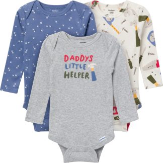 3-Pack Baby Boys Daddy's Little Helper Long Sleeve Onesies® Bodysuits