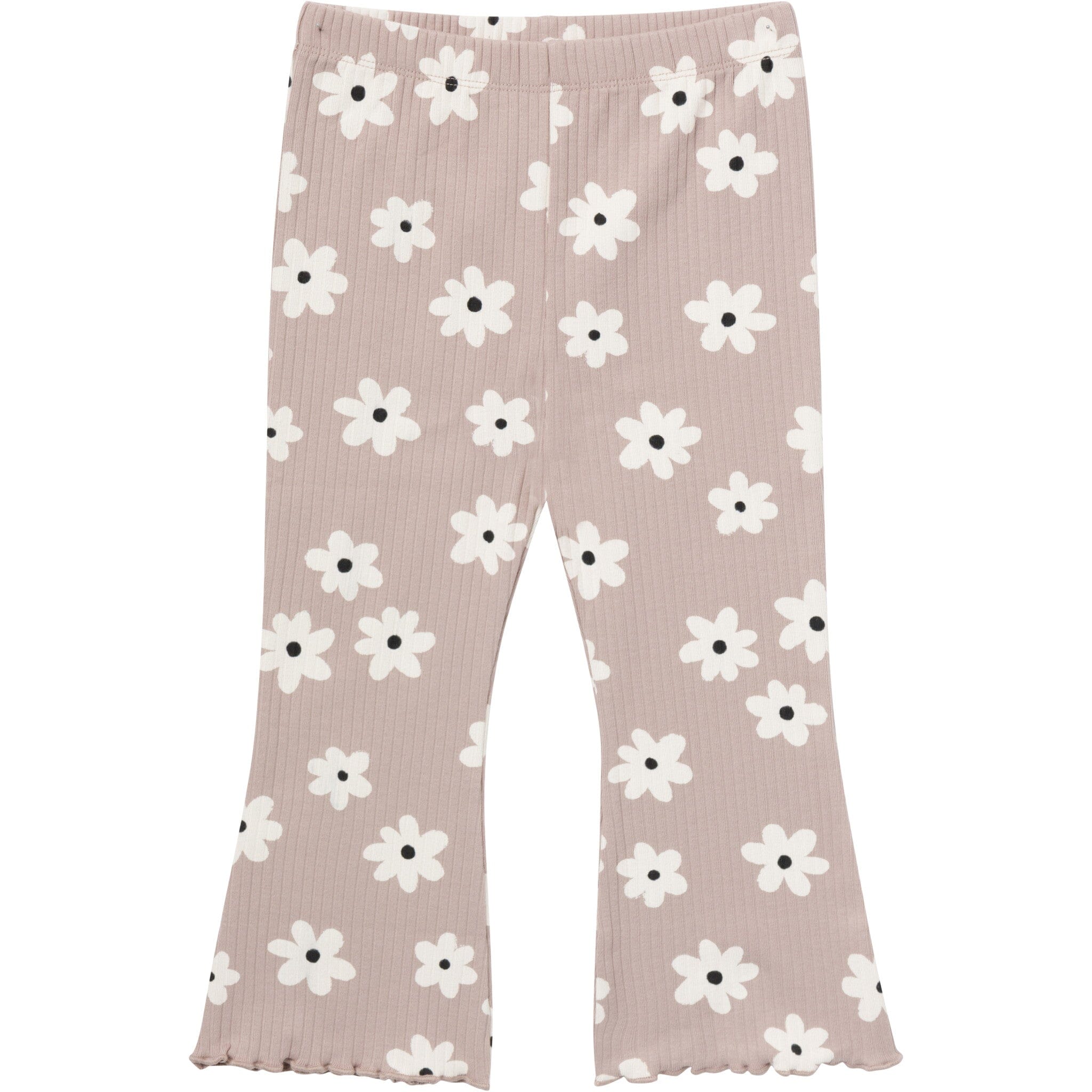 3-Pack Infant & Toddler Girls Brown Flowers, Oatmeal and Black Textured Flare Leggings - Image 2