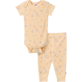 2-Piece Baby Girls Yellow Floral Onesies® Bodysuit and Pants Set