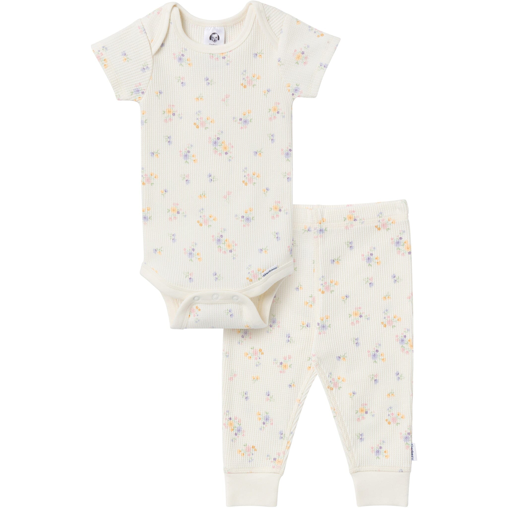 2-Piece Baby Girls Ditsy Floral Onesies® Bodysuit and Pants Set