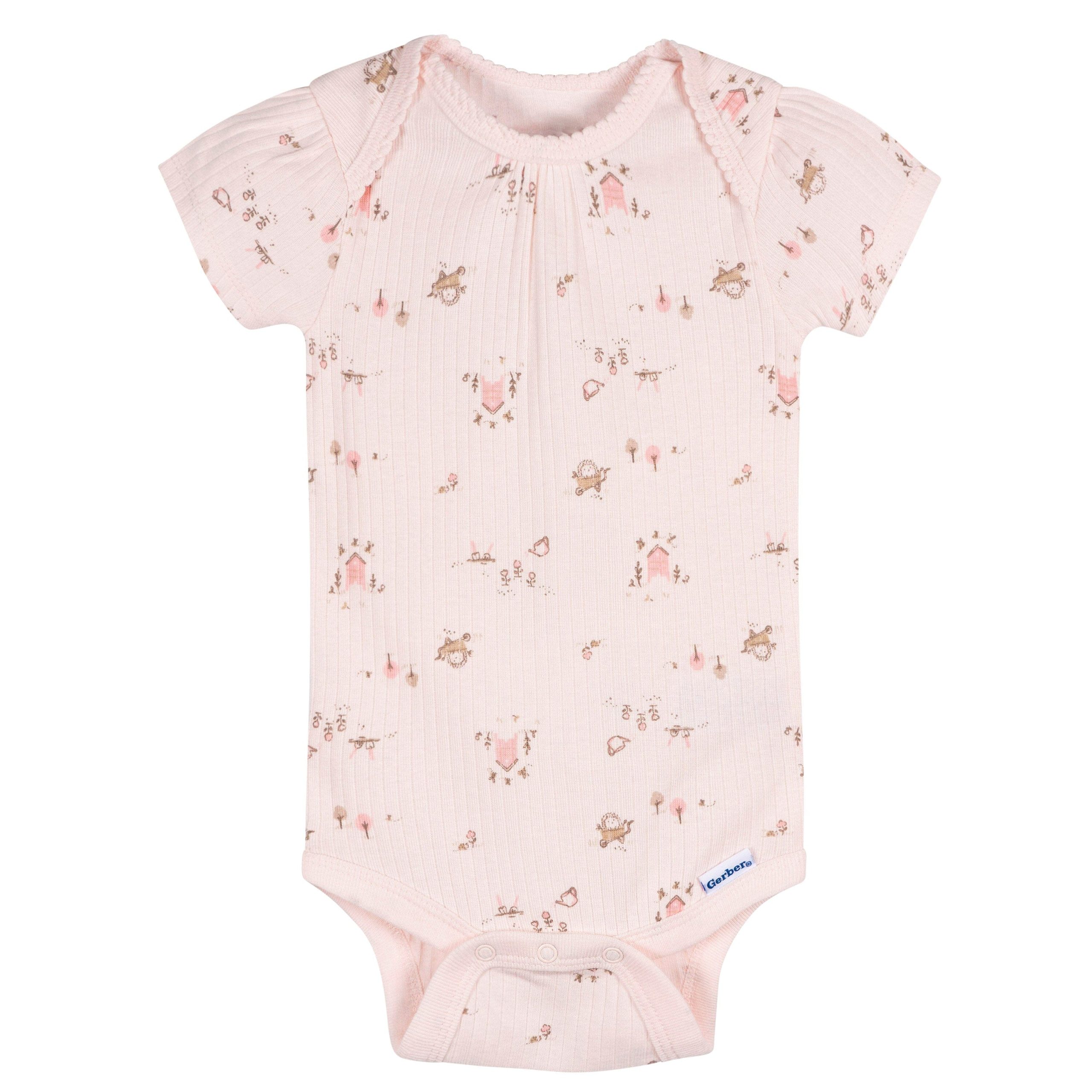 5-Piece Baby Girls Pink Garden Bodysuits & Pants Set - Image 5