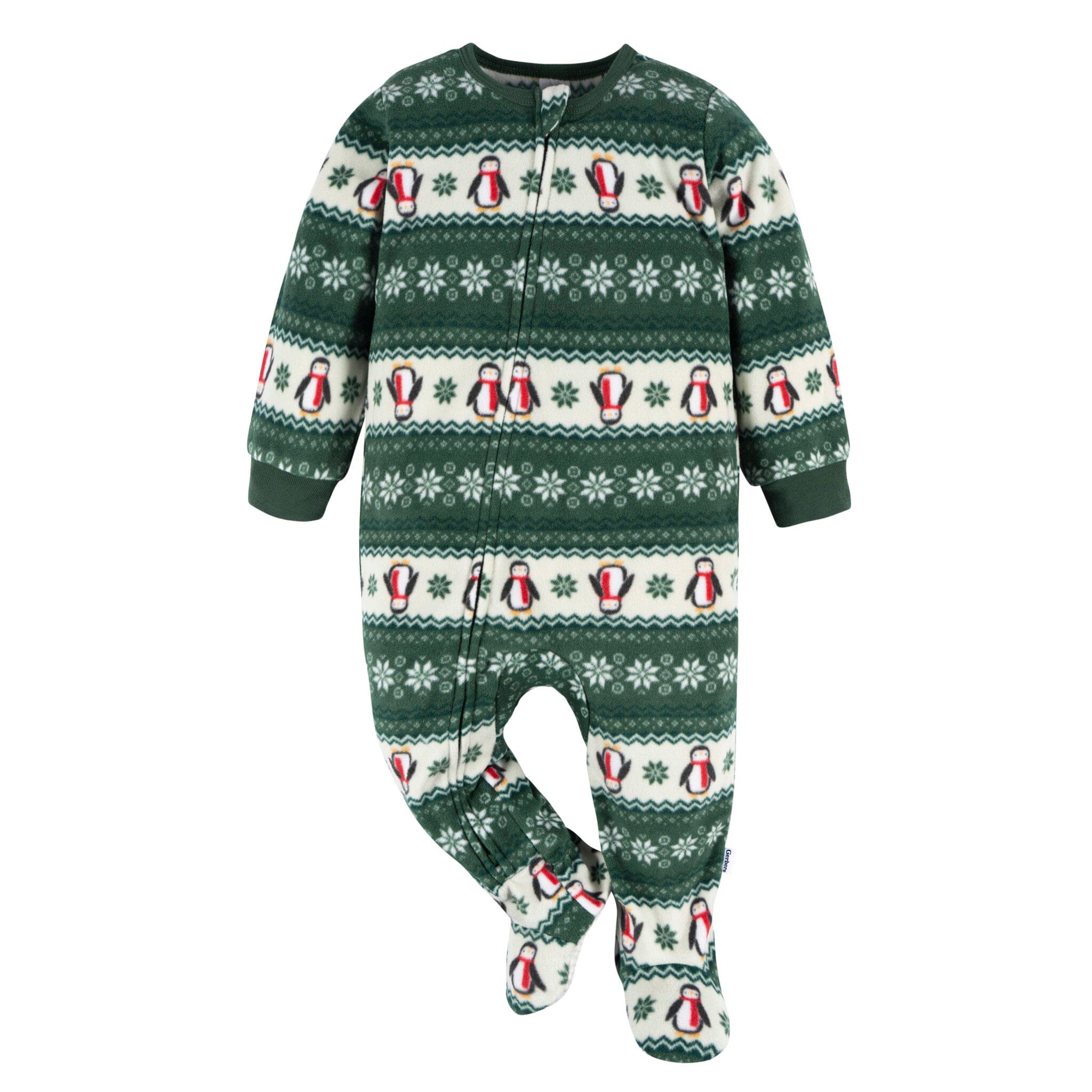 Baby & Toddler Neutral Green Fair Isle Footed Fleece Pajamas