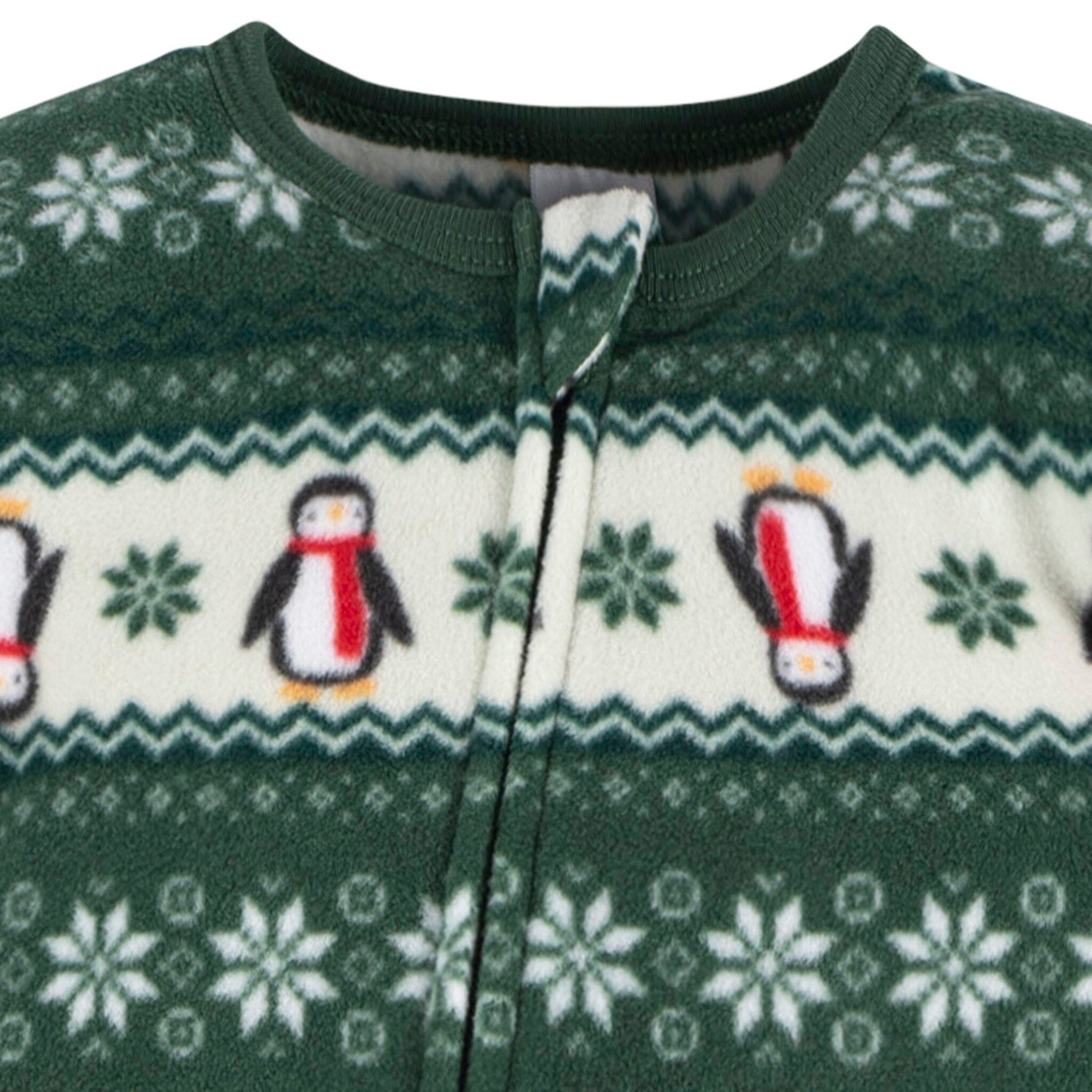 Baby & Toddler Neutral Green Fair Isle Footed Fleece Pajamas - Image 5