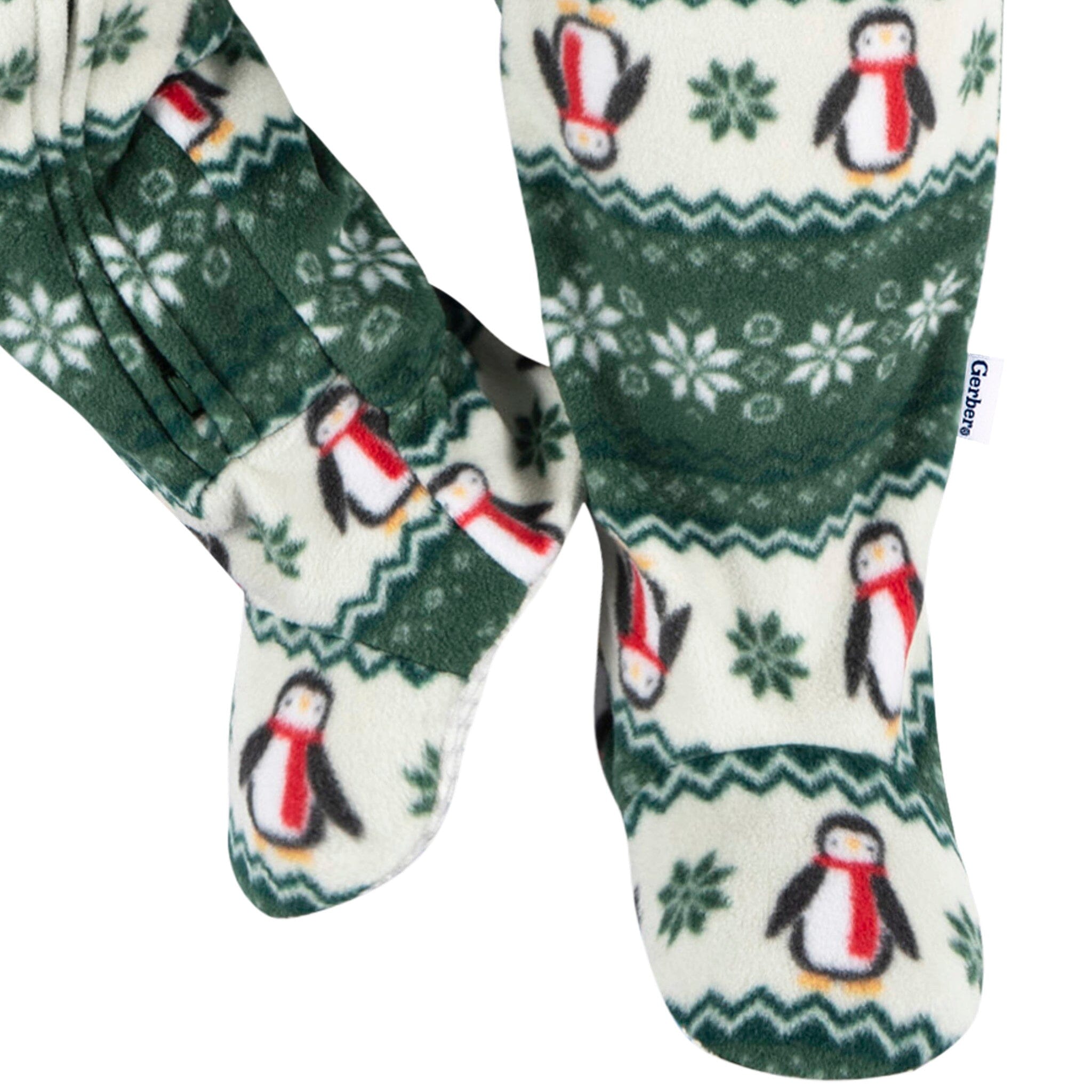 Baby & Toddler Neutral Green Fair Isle Footed Fleece Pajamas - Image 7