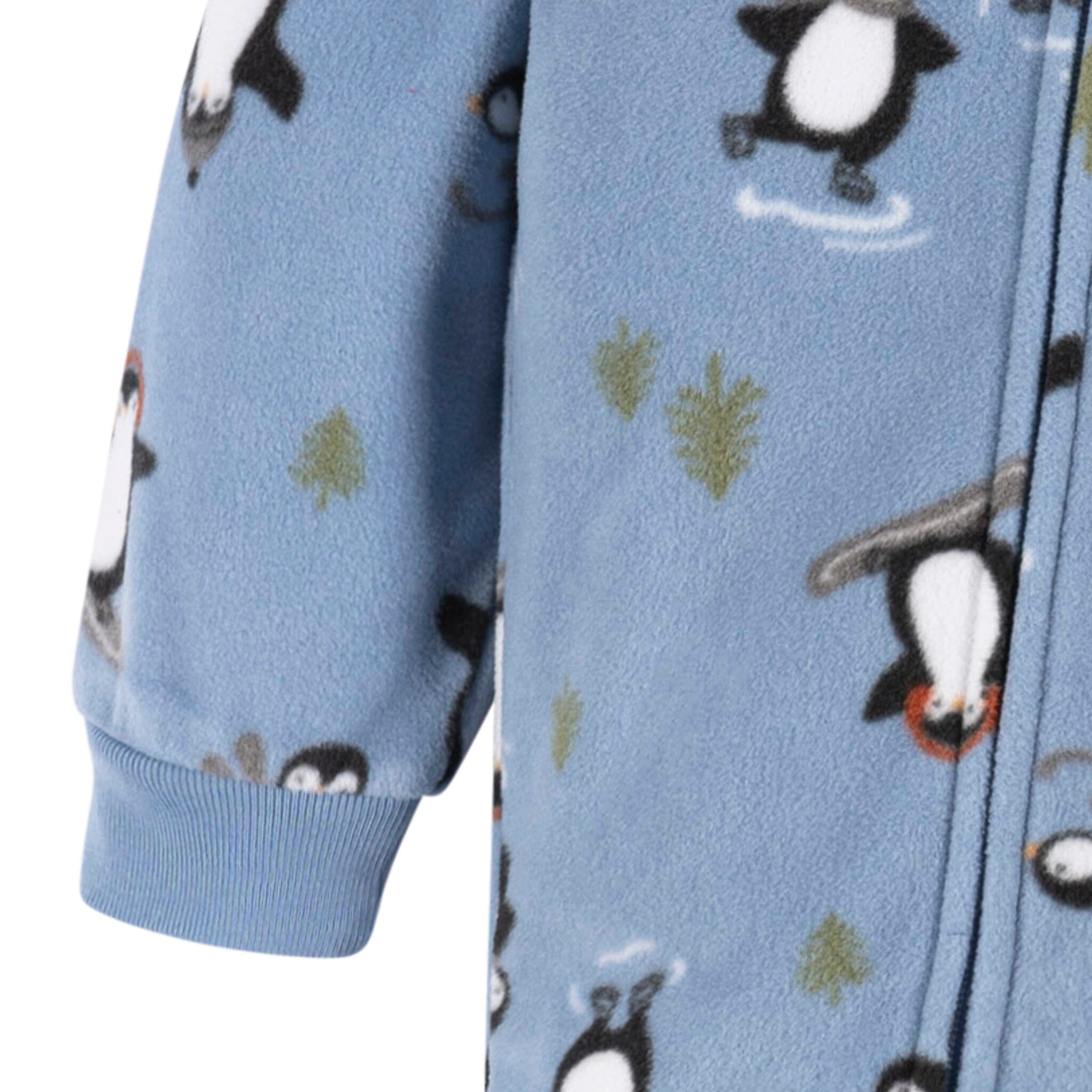 Baby & Toddler Boys Blue Penguins Footed Fleece Pajamas - Image 3