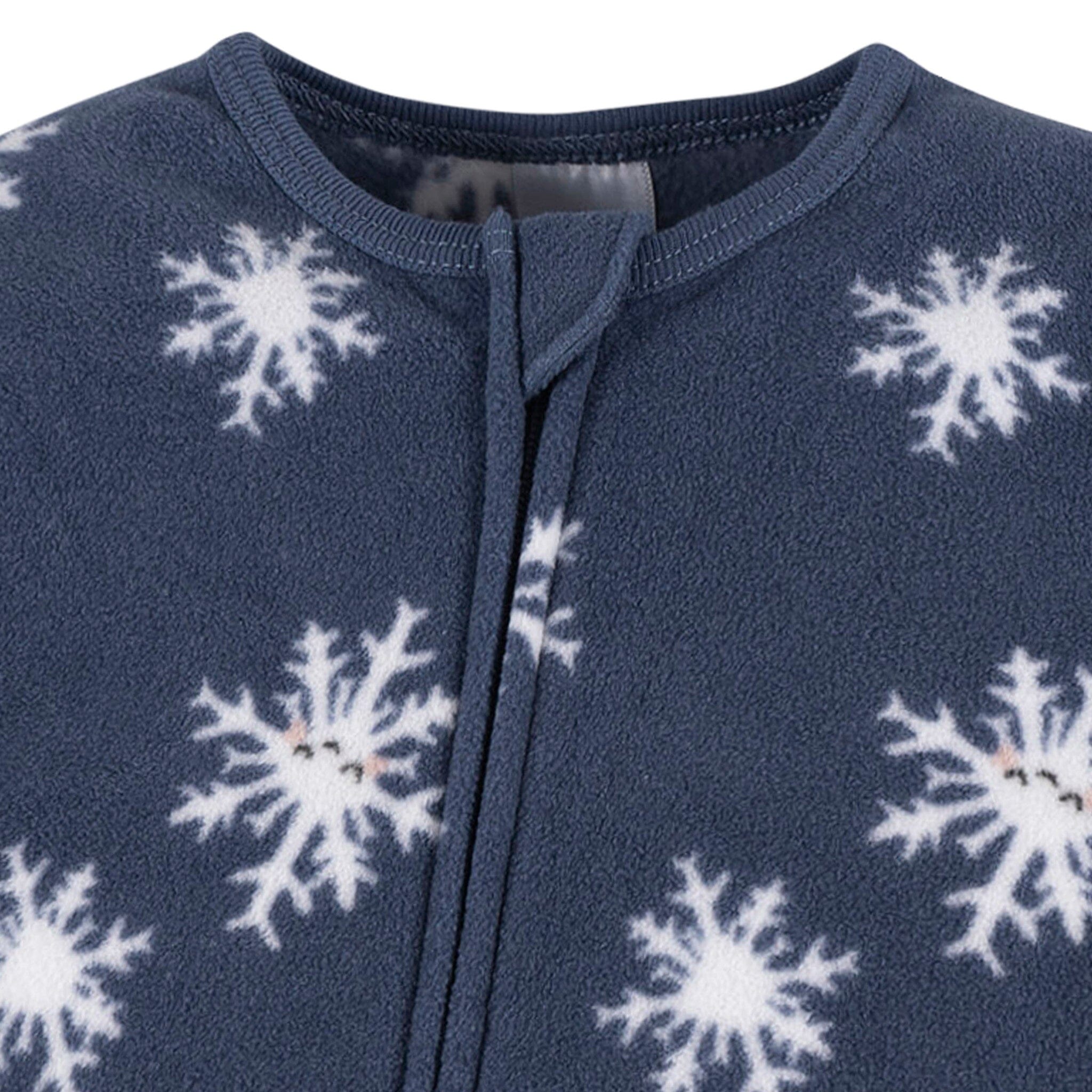 Baby & Toddler Boys Blue Snowflakes Footed Fleece Pajamas - Image 2