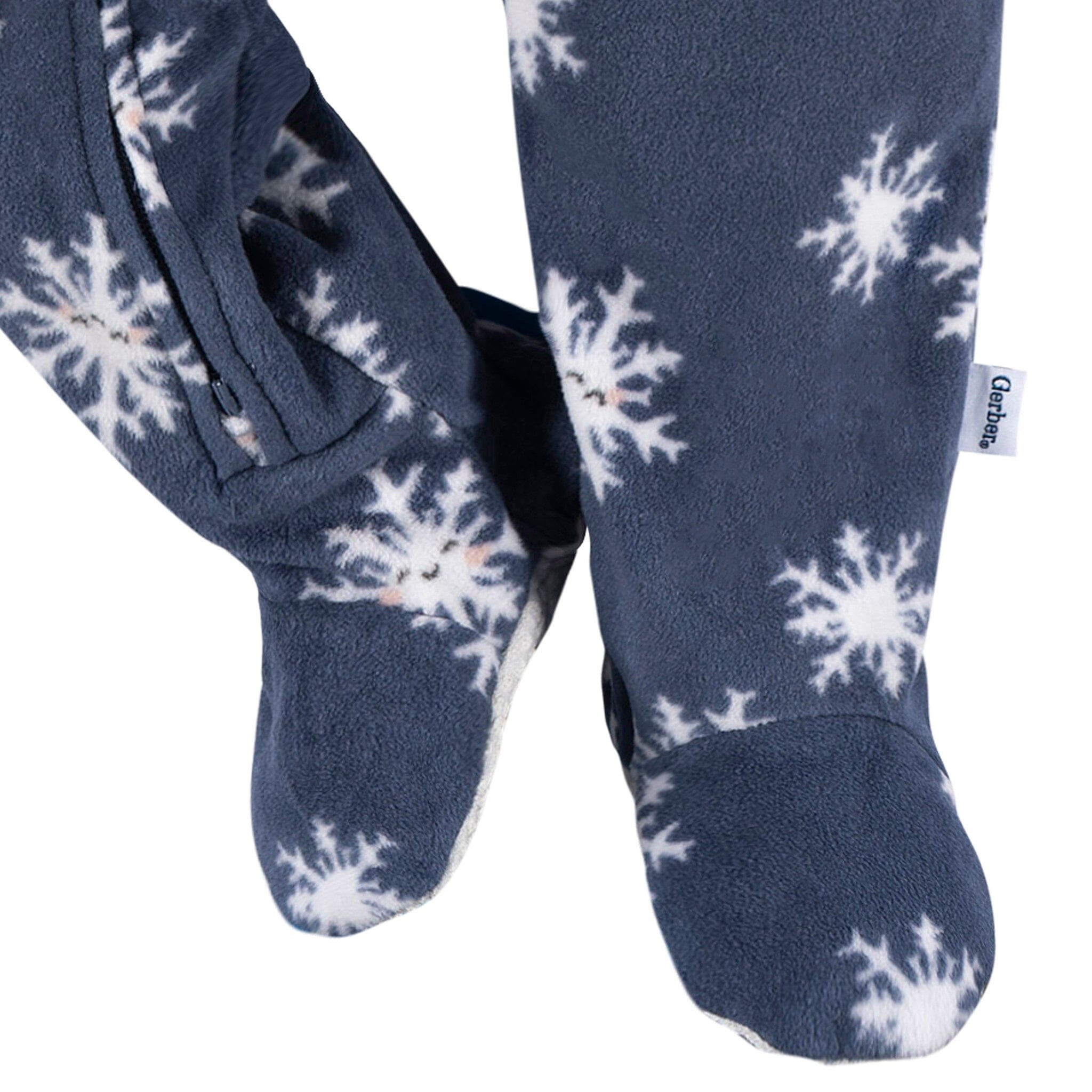 Baby & Toddler Boys Blue Snowflakes Footed Fleece Pajamas - Image 4