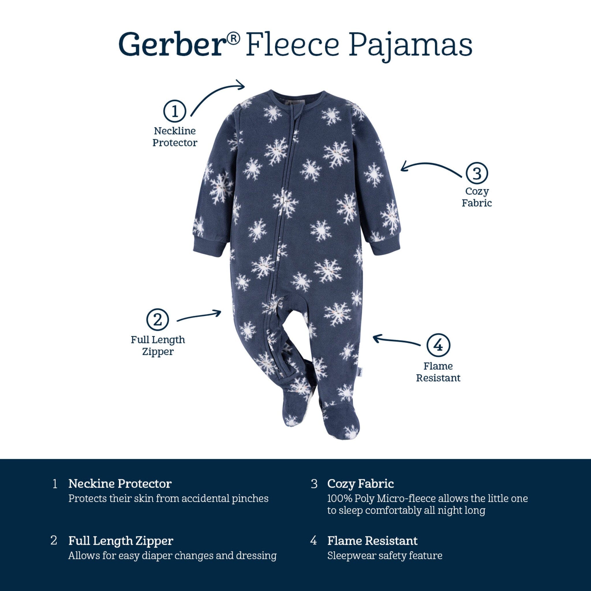 Baby & Toddler Boys Blue Snowflakes Footed Fleece Pajamas - Image 6