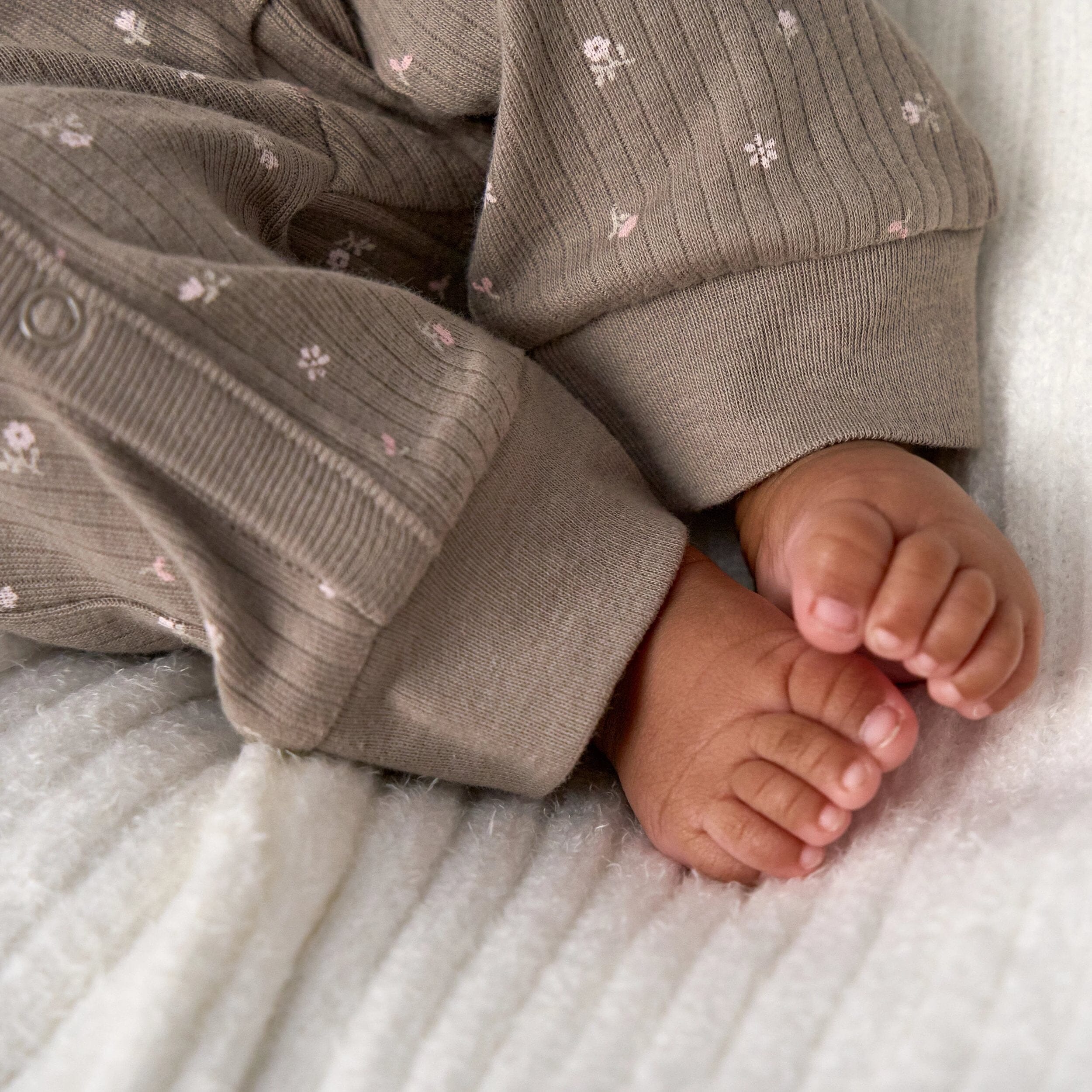 Baby Girls Brown Flowers Footless Pajamas - Image 4