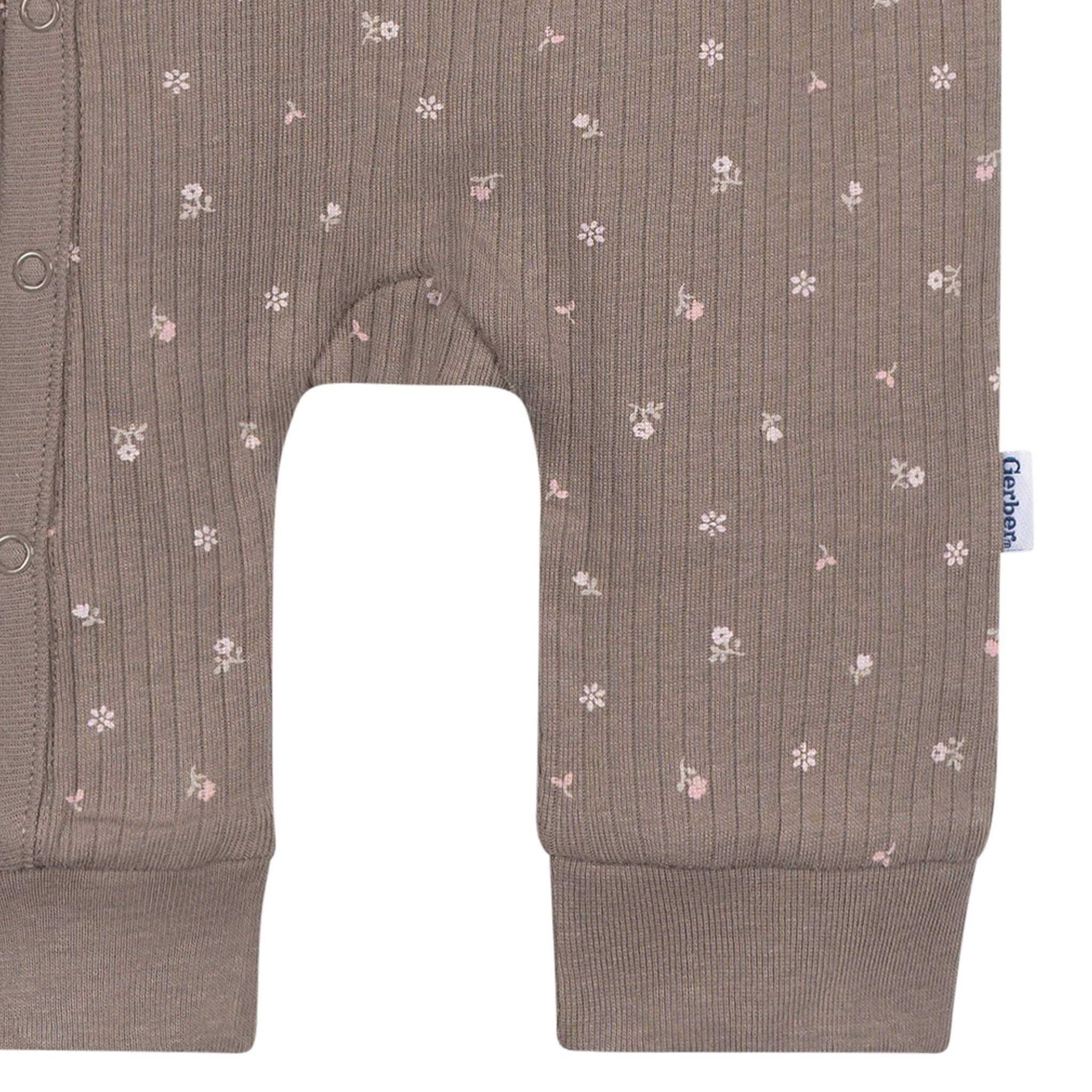 Baby Girls Brown Flowers Footless Pajamas - Image 7