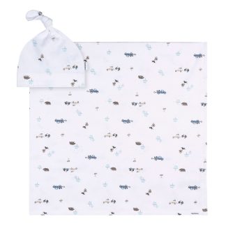 2-Piece Baby Boys Road Trip Swaddle and Cap Set
