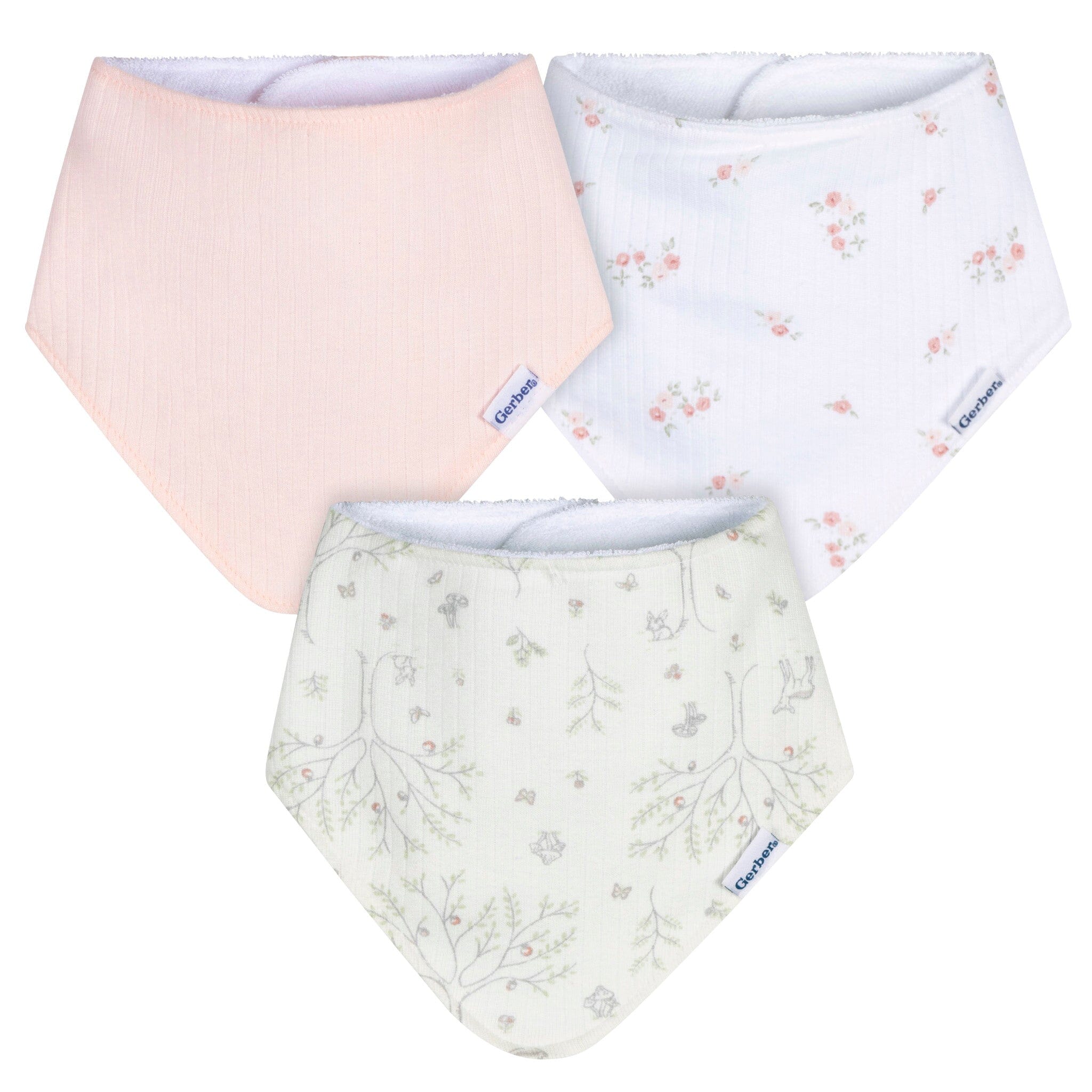 3-Pack Baby Girls Deer Bandana Bib