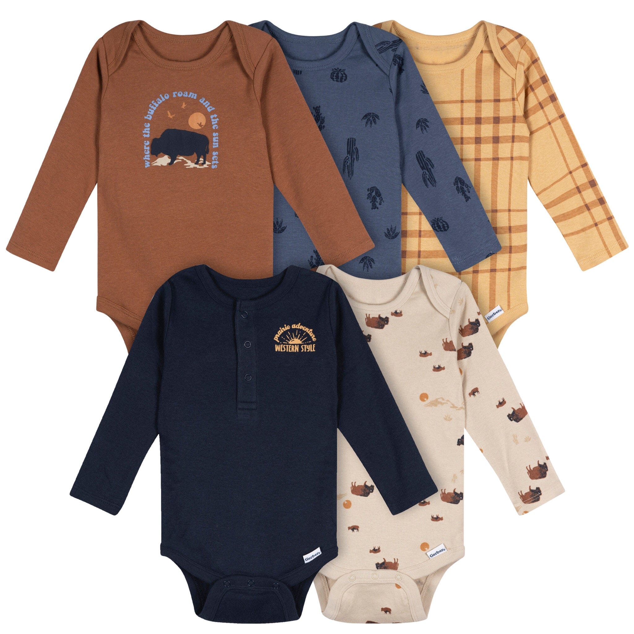 5-Pack Baby Boys Buffalo Long Sleeve Bodysuits