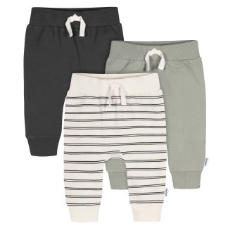 3-Pack Baby & Toddler Boys Stripe, Black, & Grey Jogger Pants