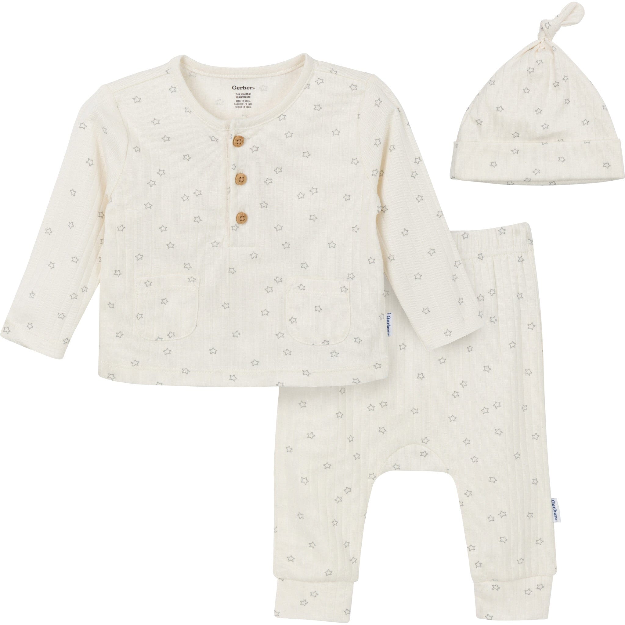 3-Piece Baby Neutral Grey Moons Take Me Home Set