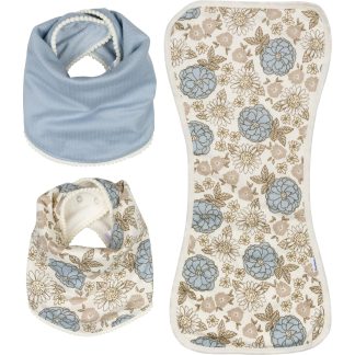 3-Piece Baby Girls Girl Retro Floral Bandana Bib & Burpcloth Set