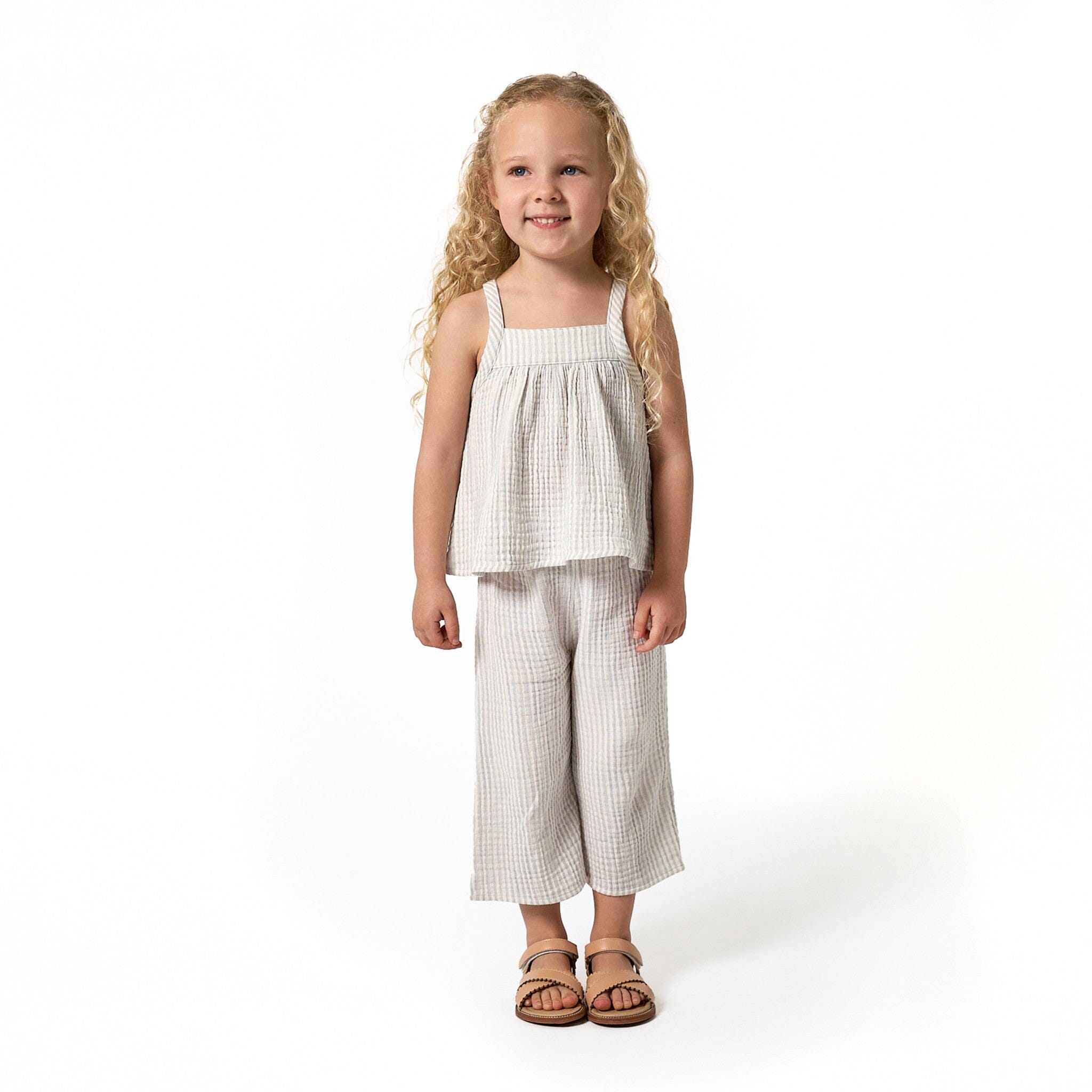 Mommy & Me Light Blue Stripe Top & Cropped Pants Bundle - Image 2