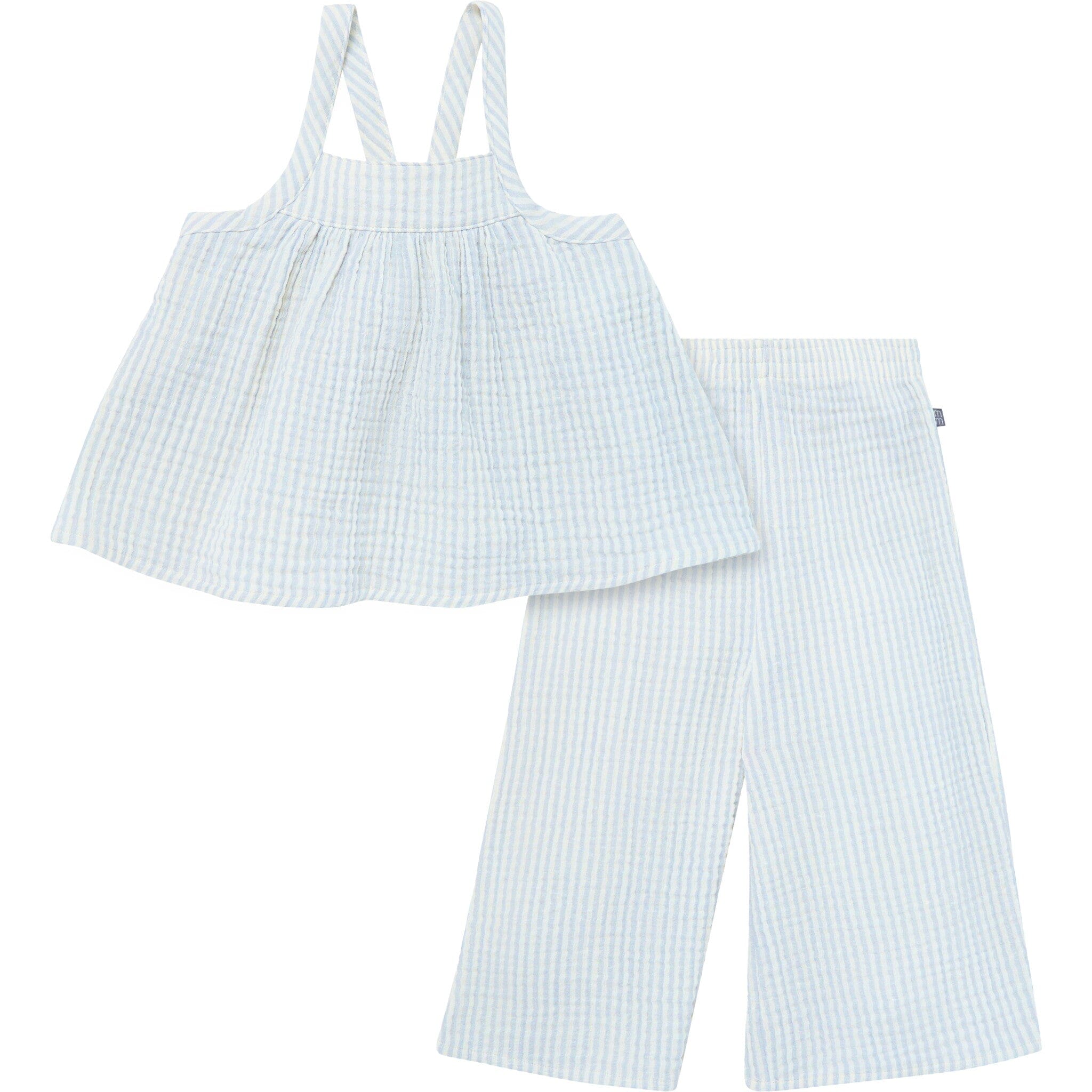 Mommy & Me Light Blue Stripe Top & Cropped Pants Bundle - Image 4