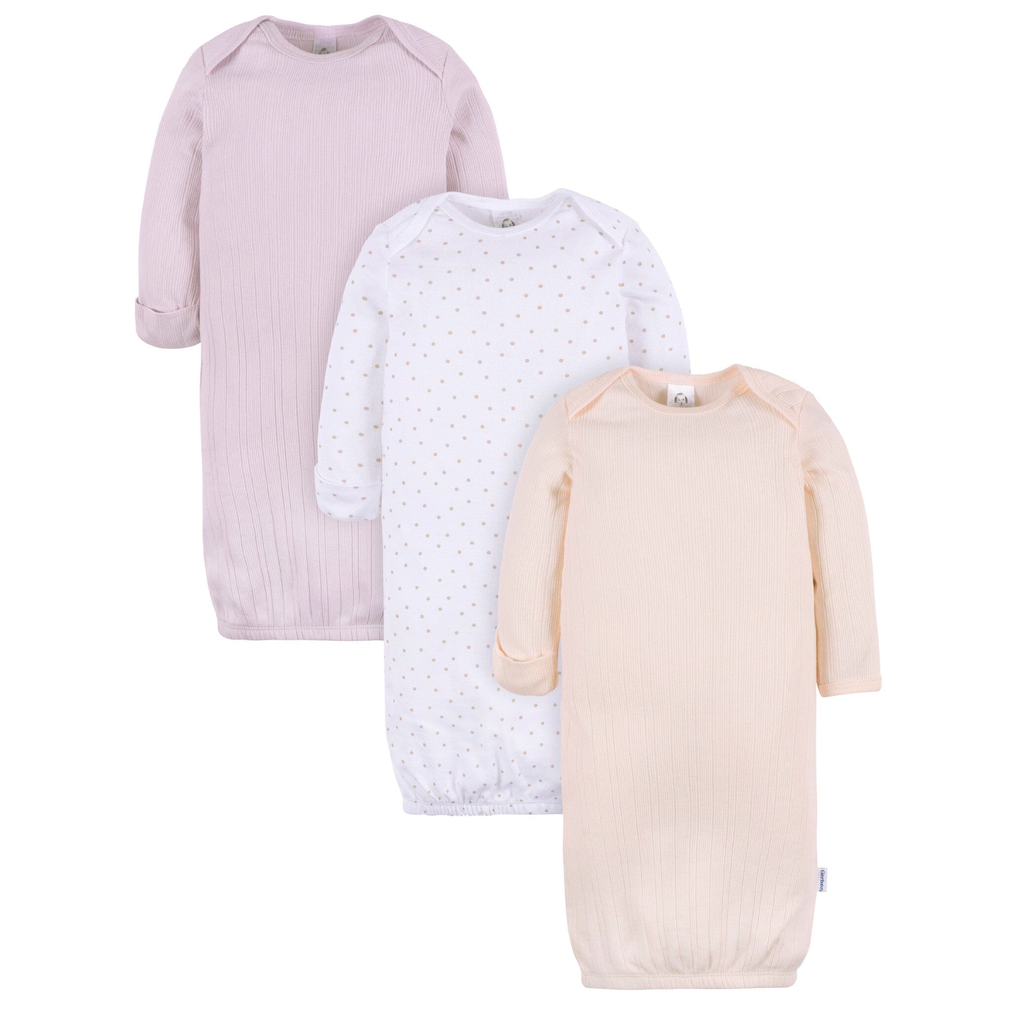 3-Pack Baby Girls Pastel Lap Shoulder Gowns