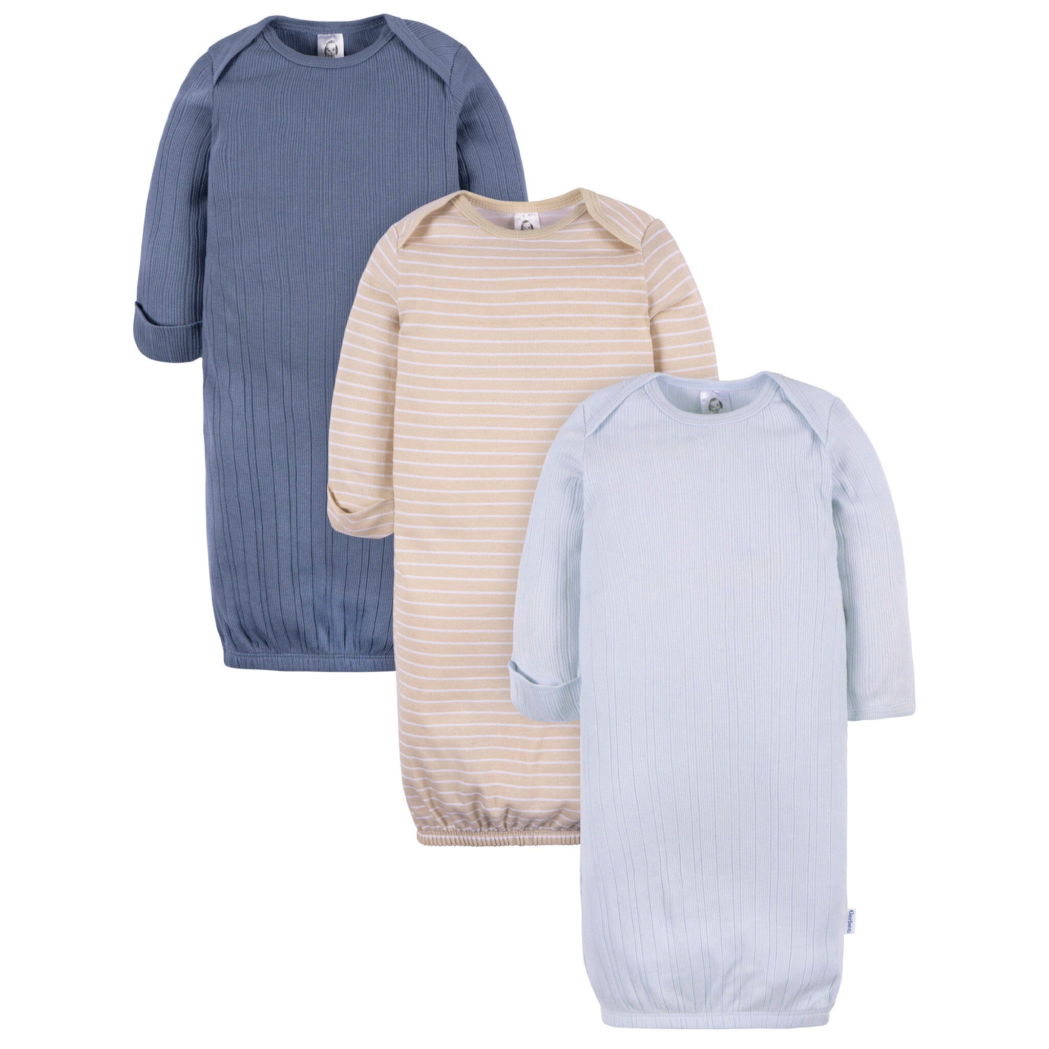 3-Pack Baby Boys Blues Lap Shoulder Gowns