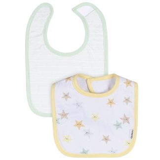 2-Pack Baby Neutral Starry Smiles Dribbler Bibs