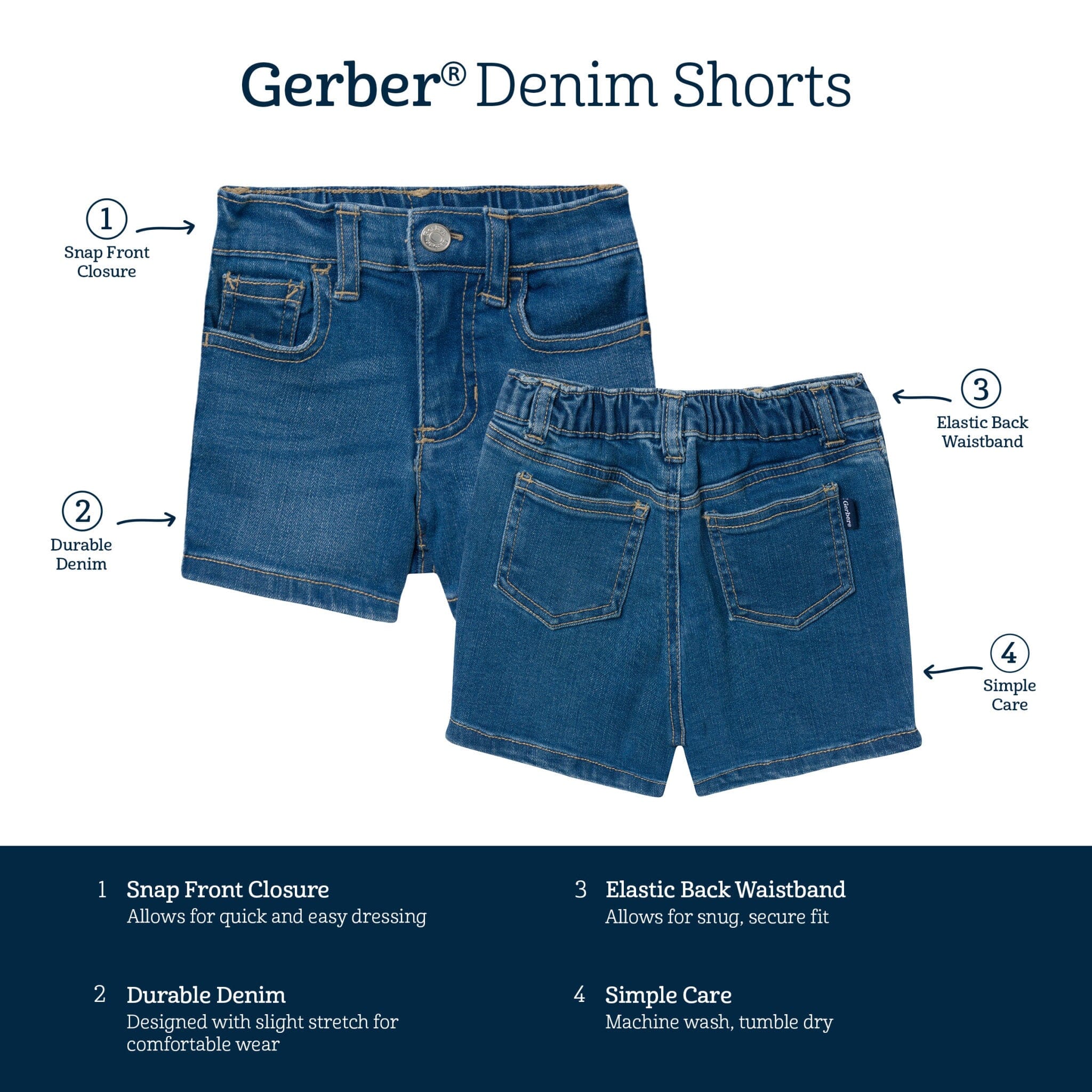 Infant & Toddler Neutral Light Wash Denim Shorts - Image 8