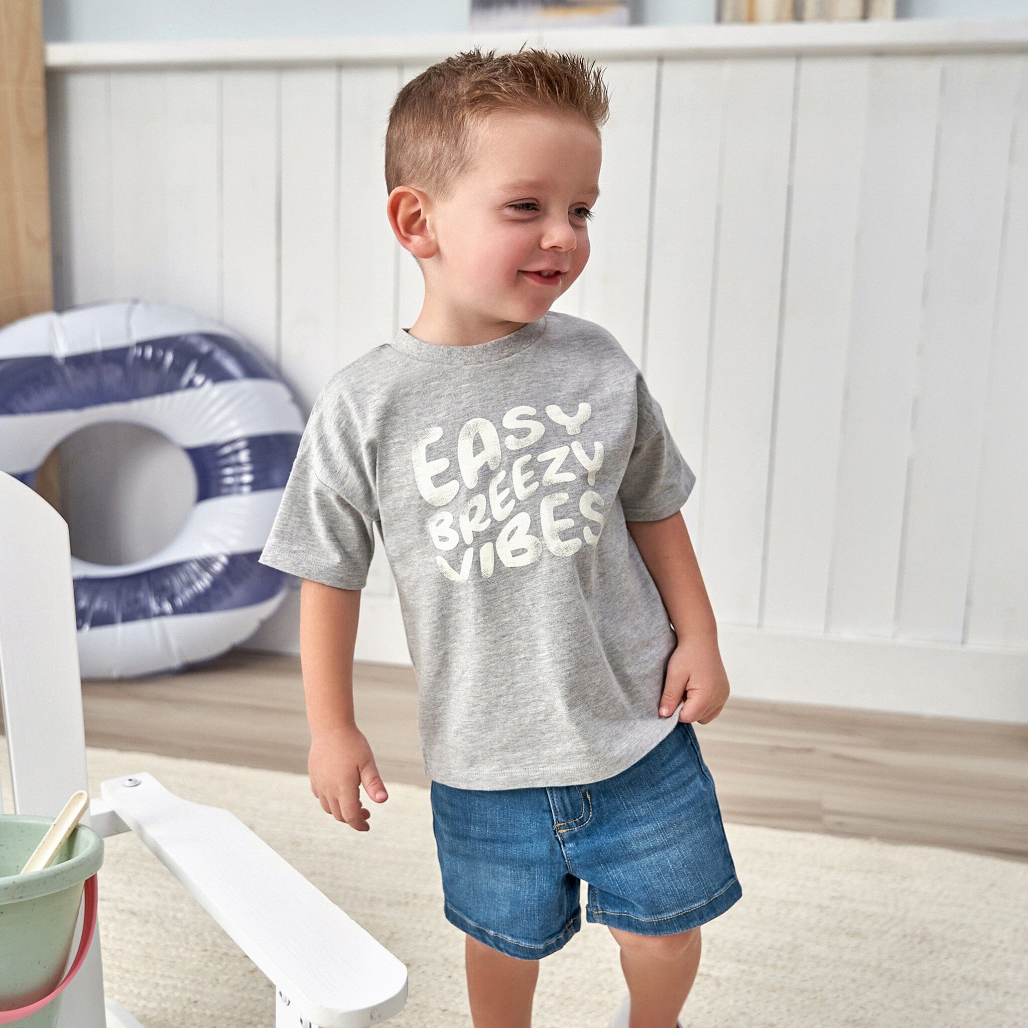 Baby & Toddler Neutral Light Wash Denim Shorts - Image 2