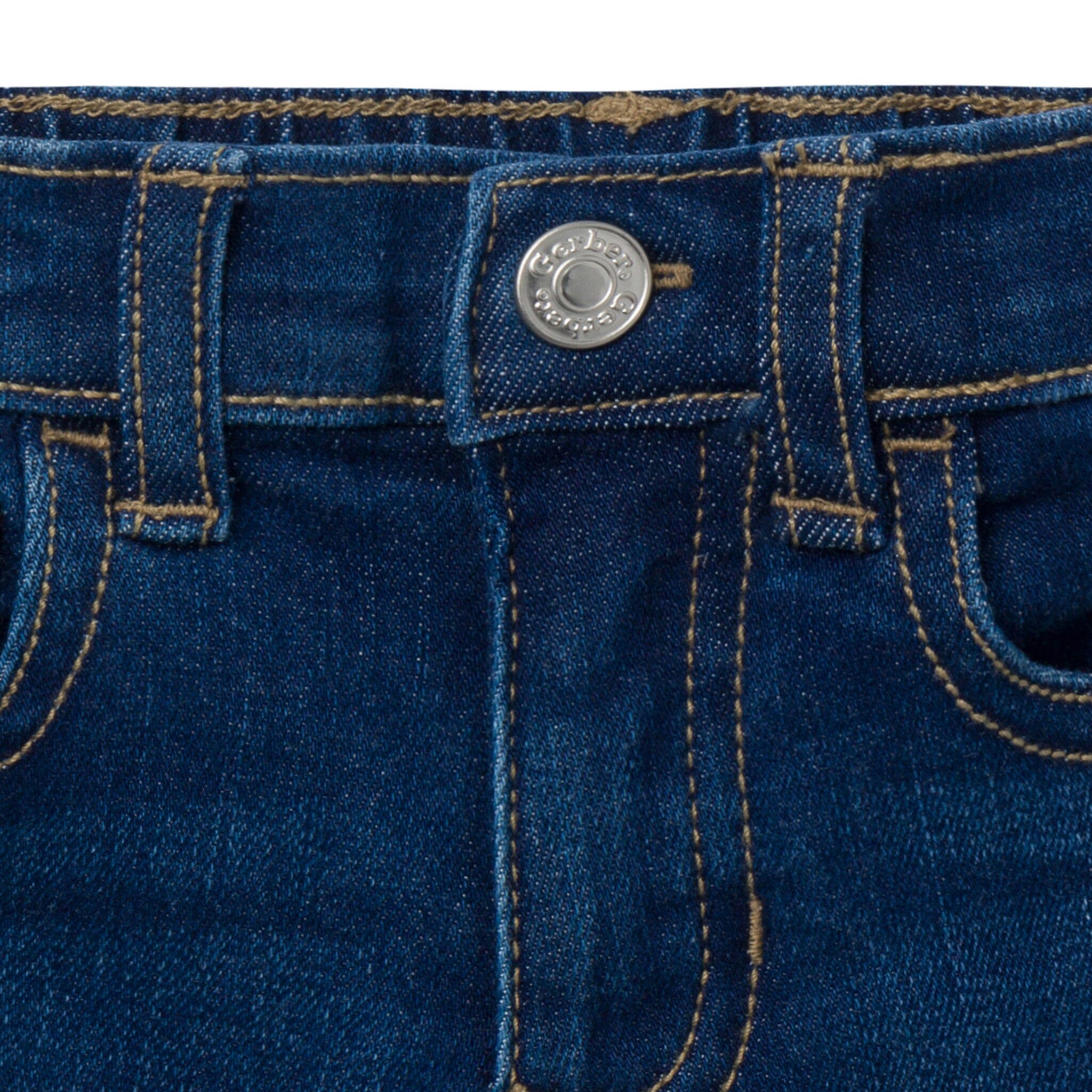 Infant & Toddler Neutral Dark Wash Denim Shorts - Image 2