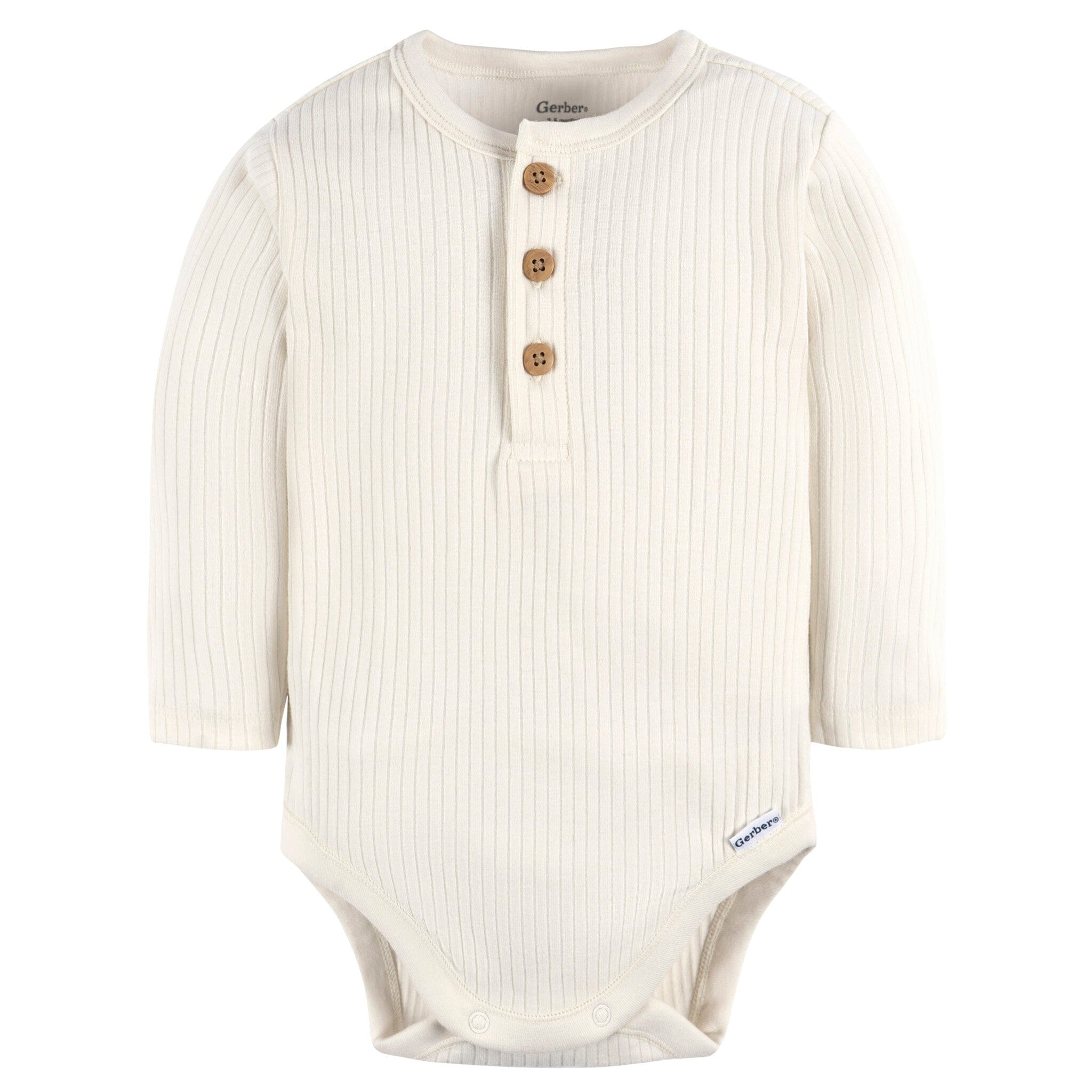 2-Pack Baby Boys Ivory & Grey Henley Onesies® Bodysuits - Image 2