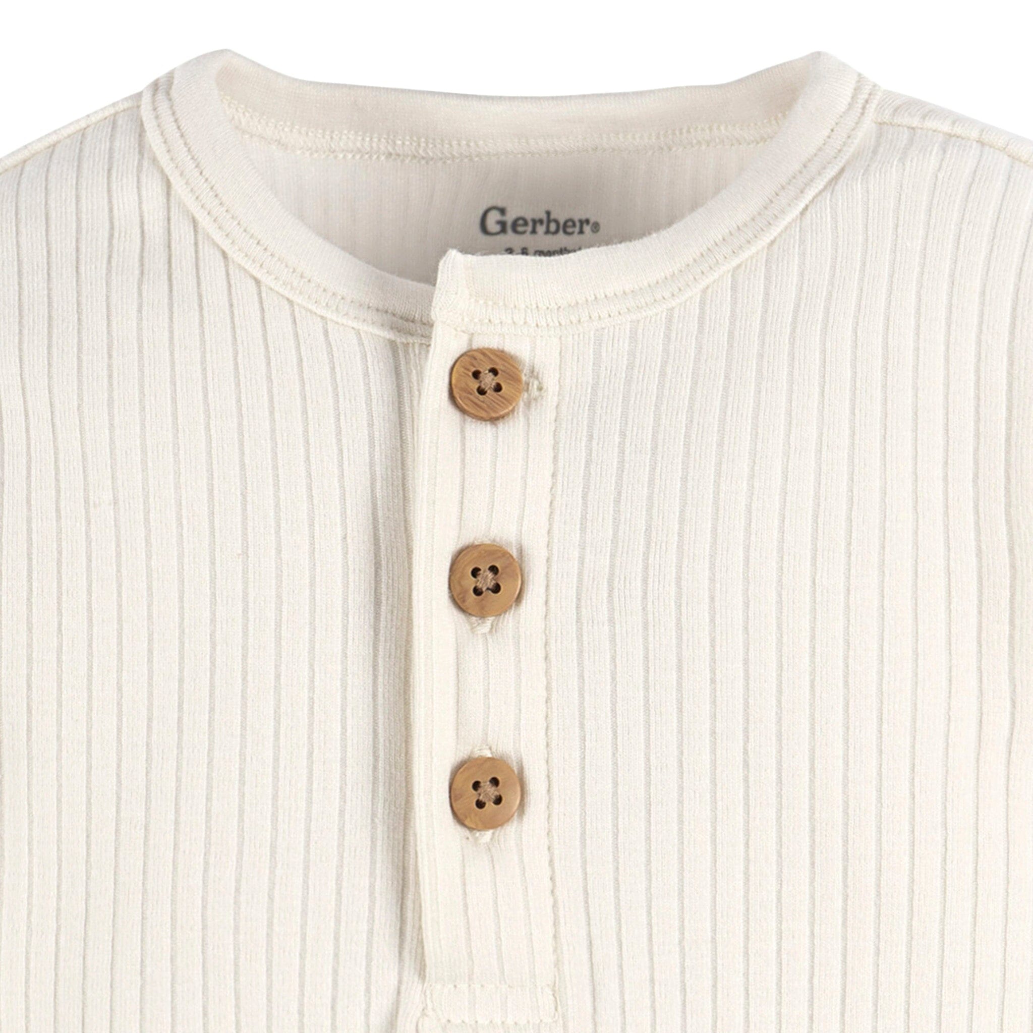 2-Pack Baby Boys Ivory & Grey Henley Onesies® Bodysuits - Image 3