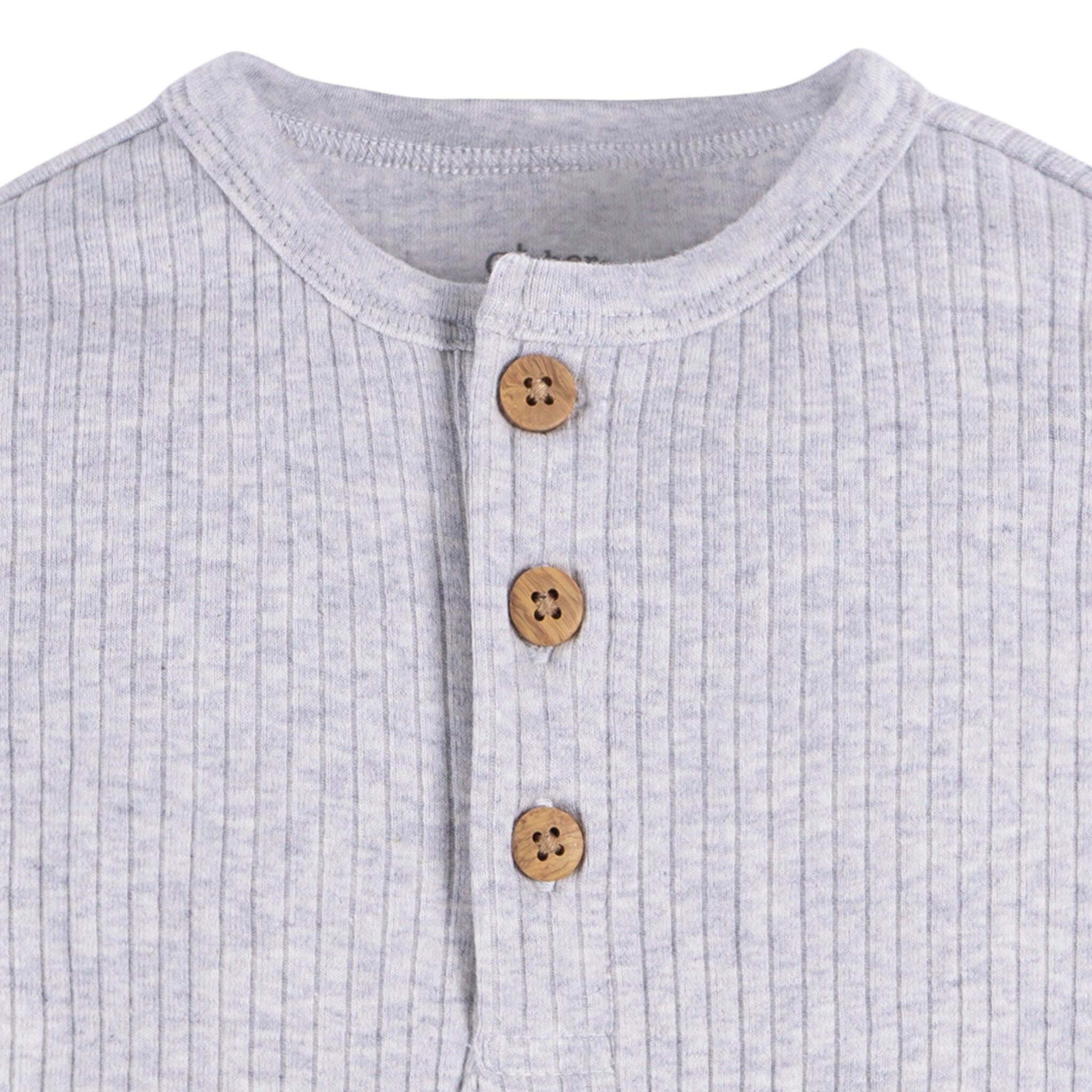 2-Pack Baby Boys Ivory & Grey Henley Onesies® Bodysuits - Image 6
