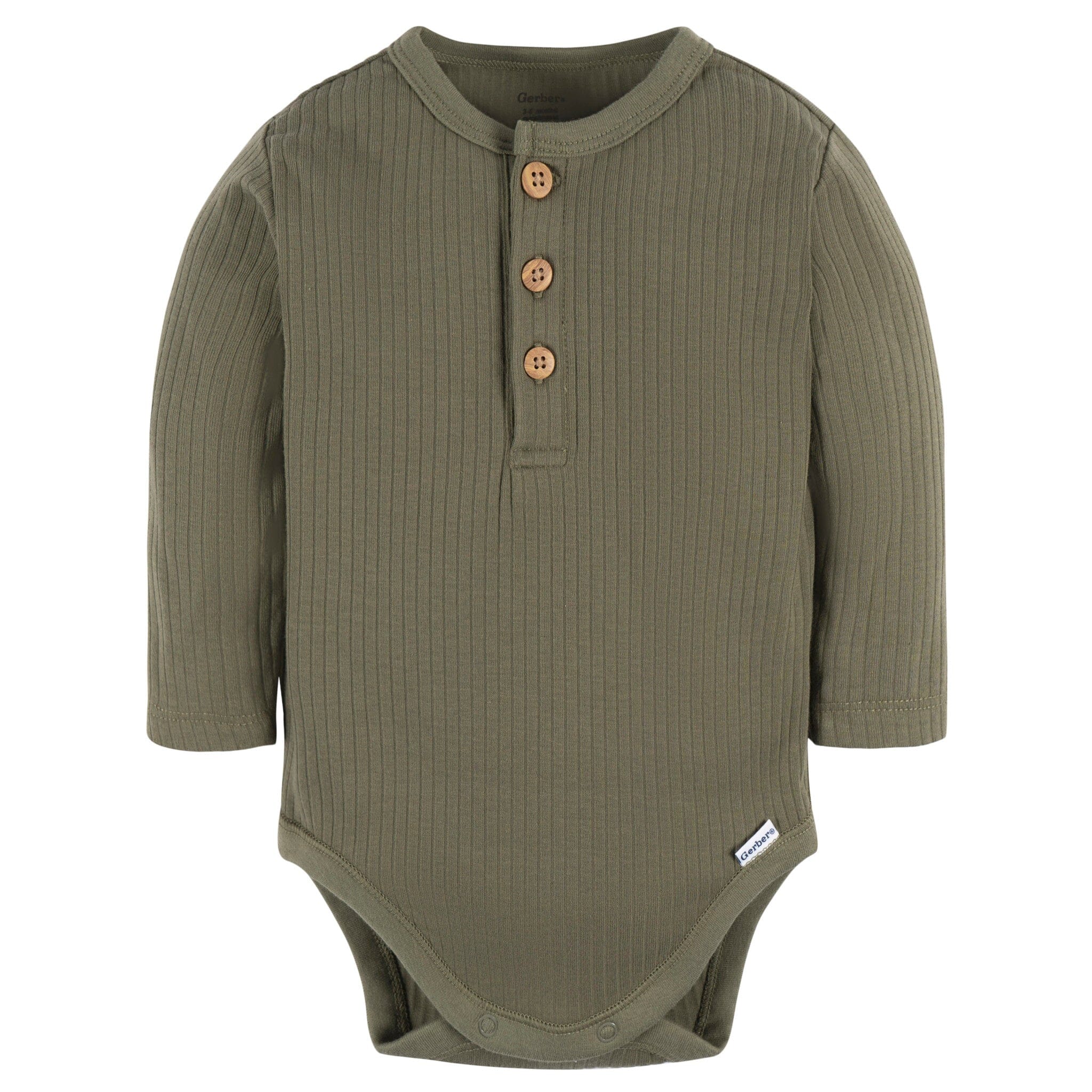 2-Pack Baby Boys Charcoal & Green Henley Onesies® Bodysuits - Image 2
