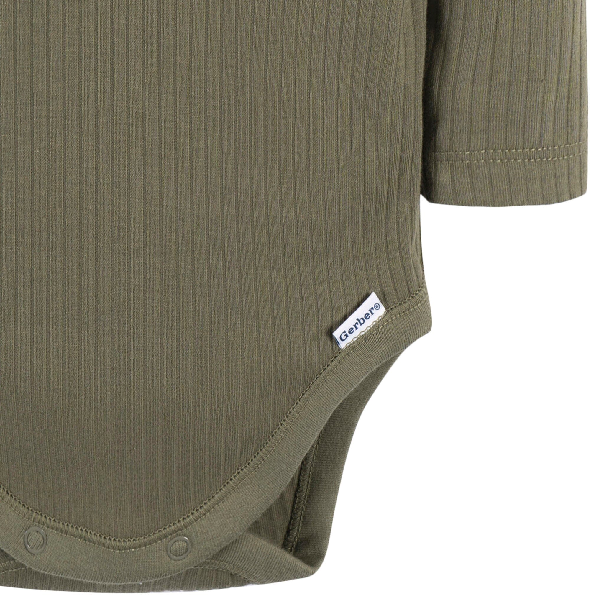 2-Pack Baby Boys Charcoal & Green Henley Onesies® Bodysuits - Image 4