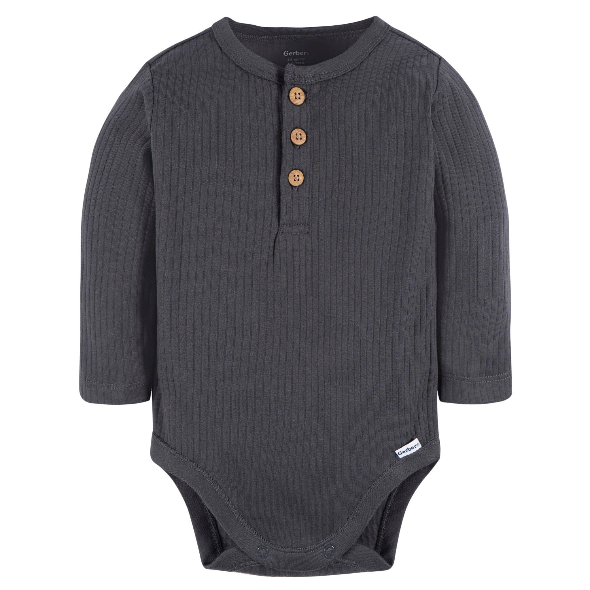 2-Pack Baby Boys Charcoal & Green Henley Onesies® Bodysuits - Image 5