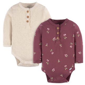 2-Pack Baby Girls Berries Henley Onesies® Bodysuits
