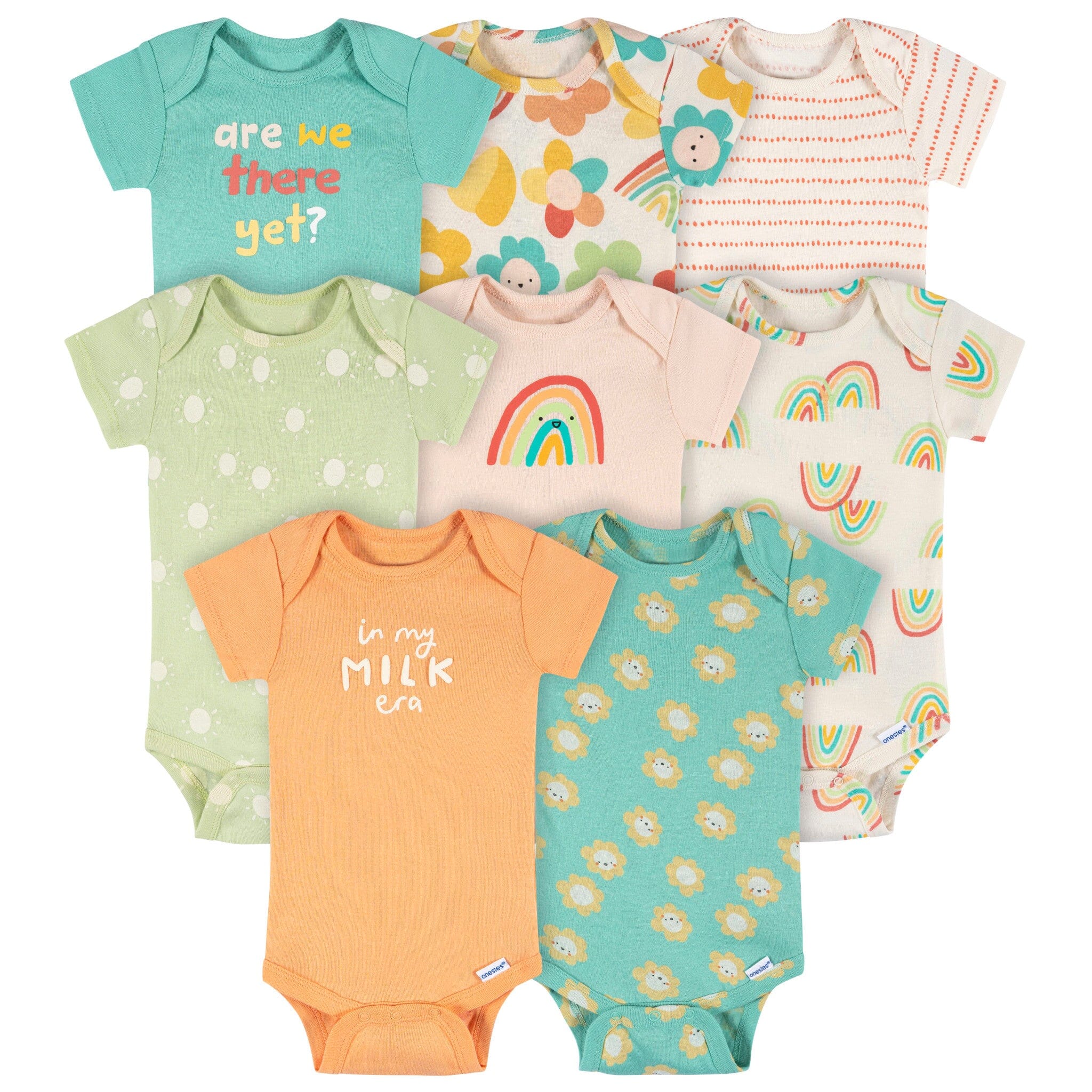 8-Pack Baby Girls Good Days Short Sleeve Onesies® Bodysuits