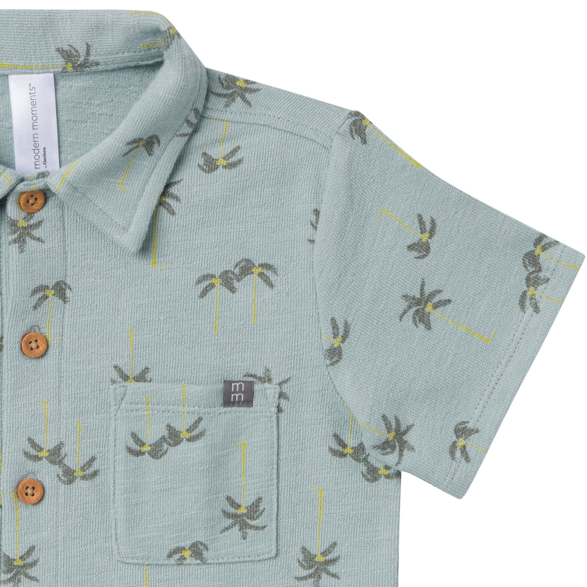 2-Piece Infant & Toddler Boys Blue Palms Button Front Shirt and Shorts Set - Image 5
