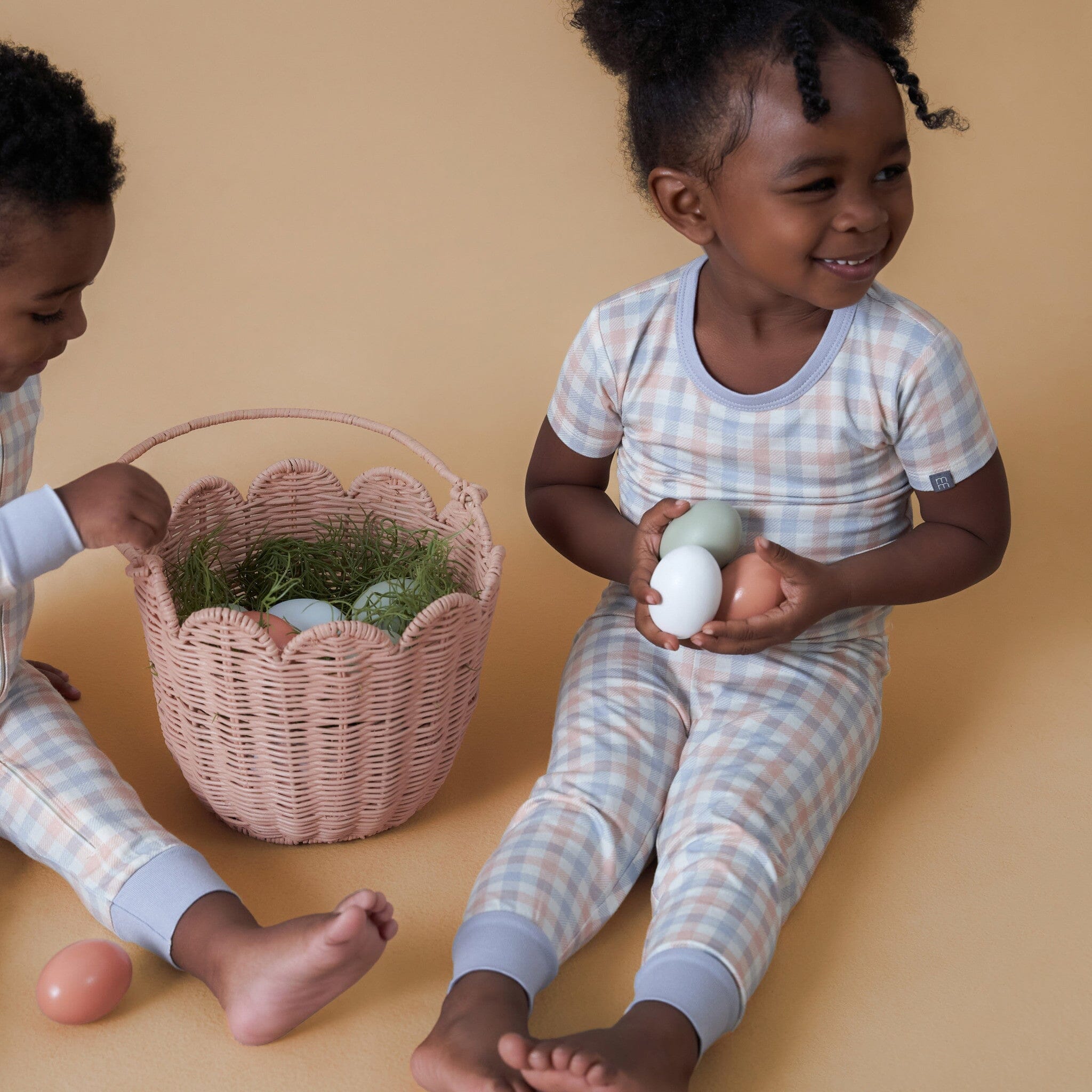 4-Piece Infant & Toddler Neutral Blue Plaid Viscose Snug Fitting Pajamas - Image 3